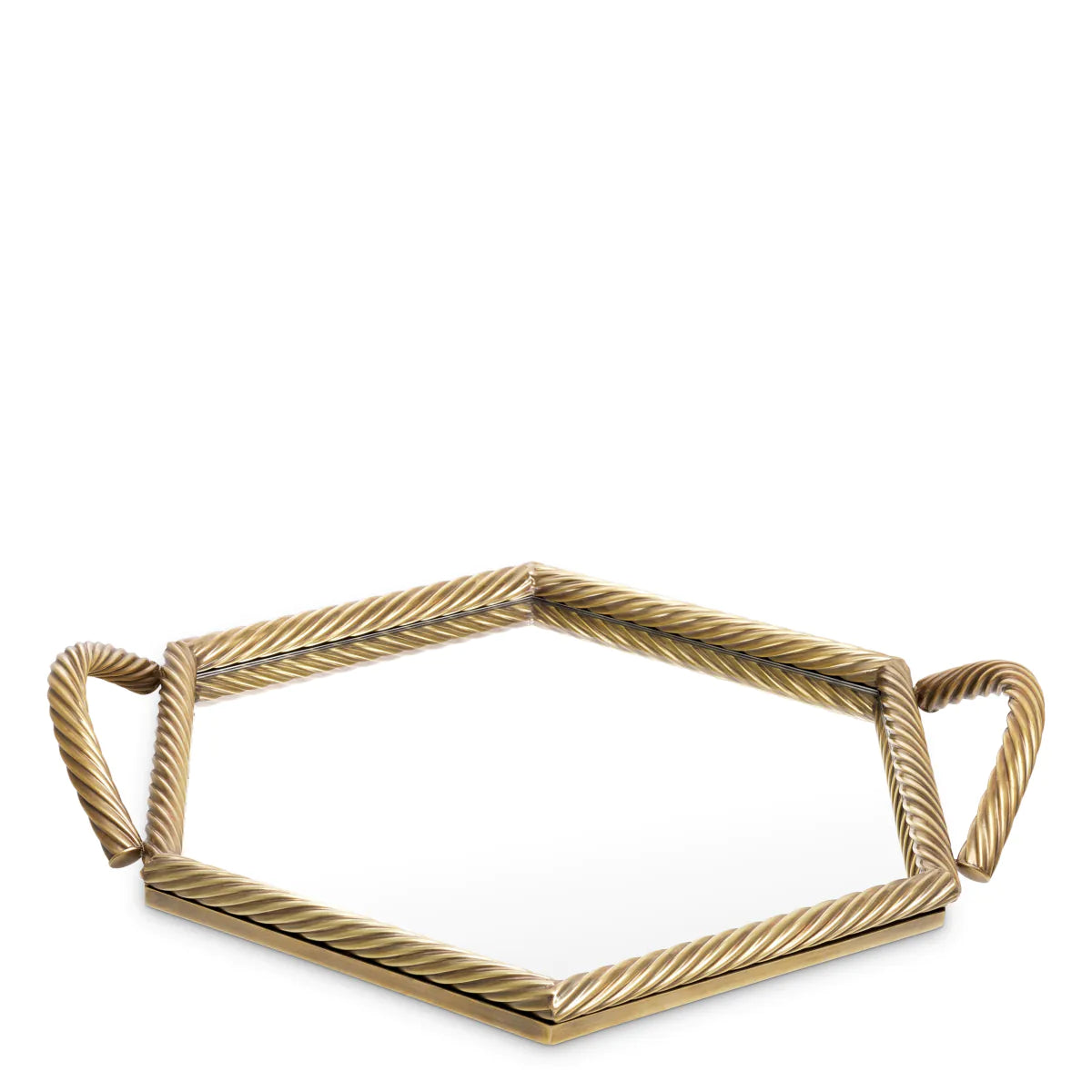 Glass tray SALVI HEXAGON antique brass