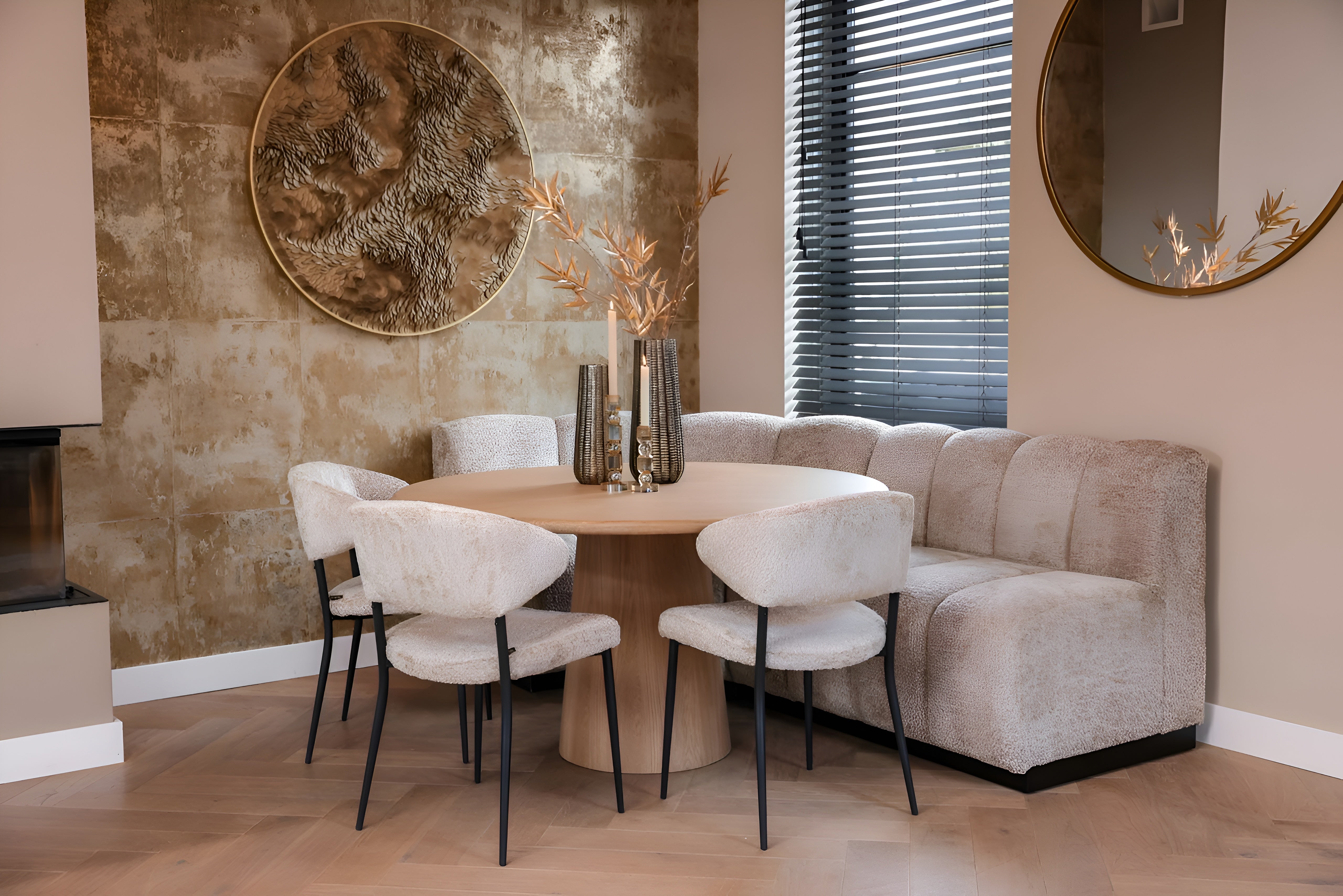 Hoekbank HILLPARK - afgerond middenelement beige