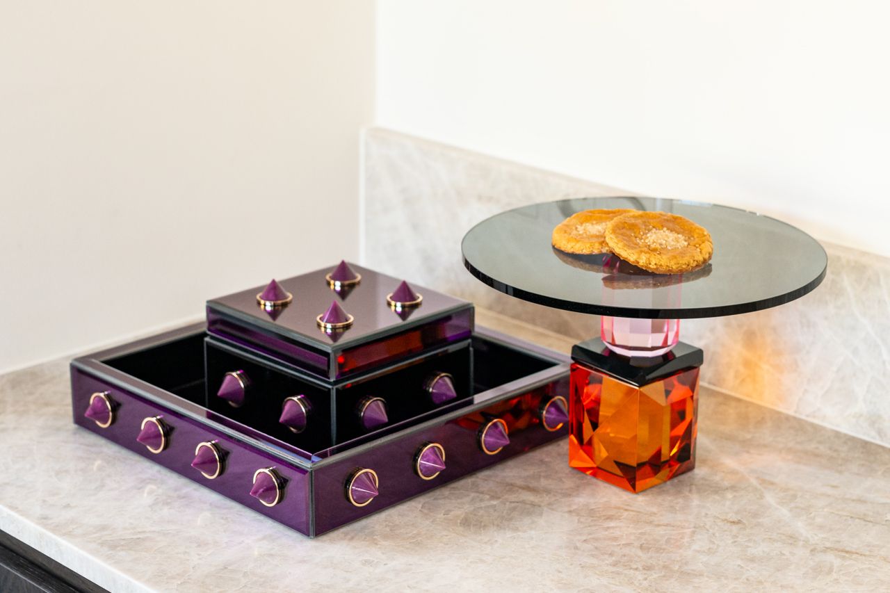 Patera van kristal FEYA oranje met roze