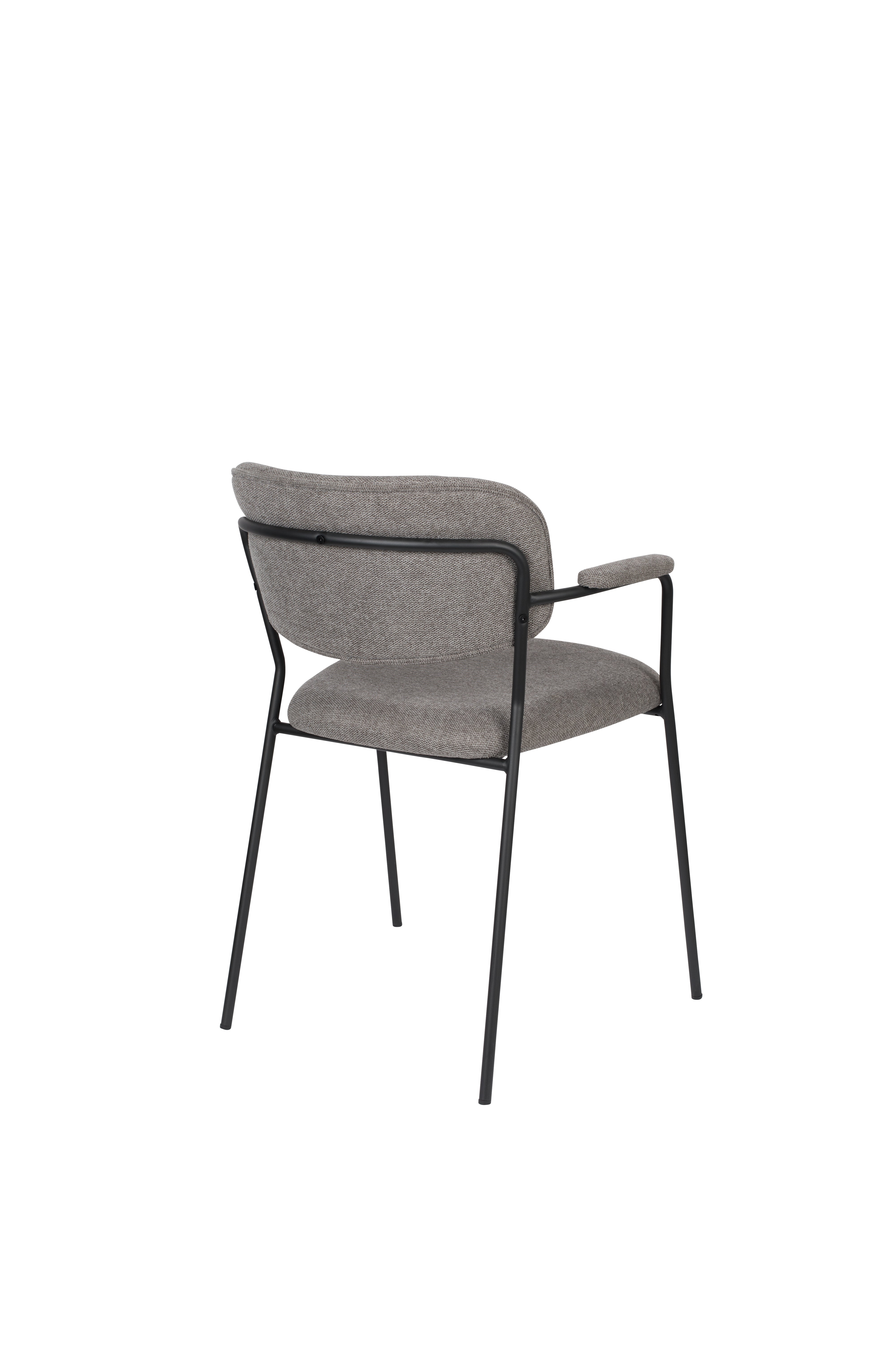 JOLIEN fauteuil met armleuningen grijs met zwarte basis