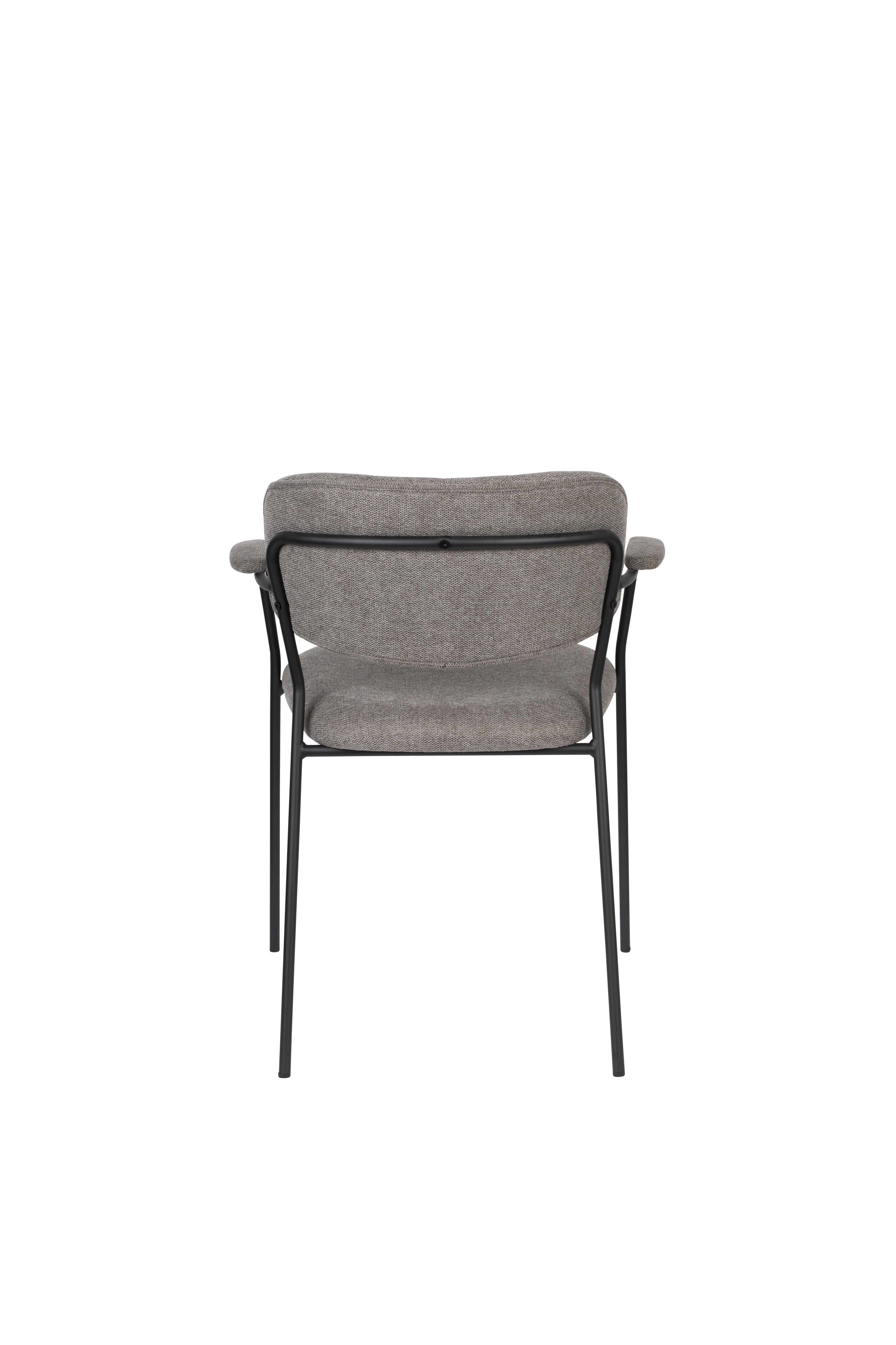 JOLIEN fauteuil met armleuningen grijs met zwarte basis
