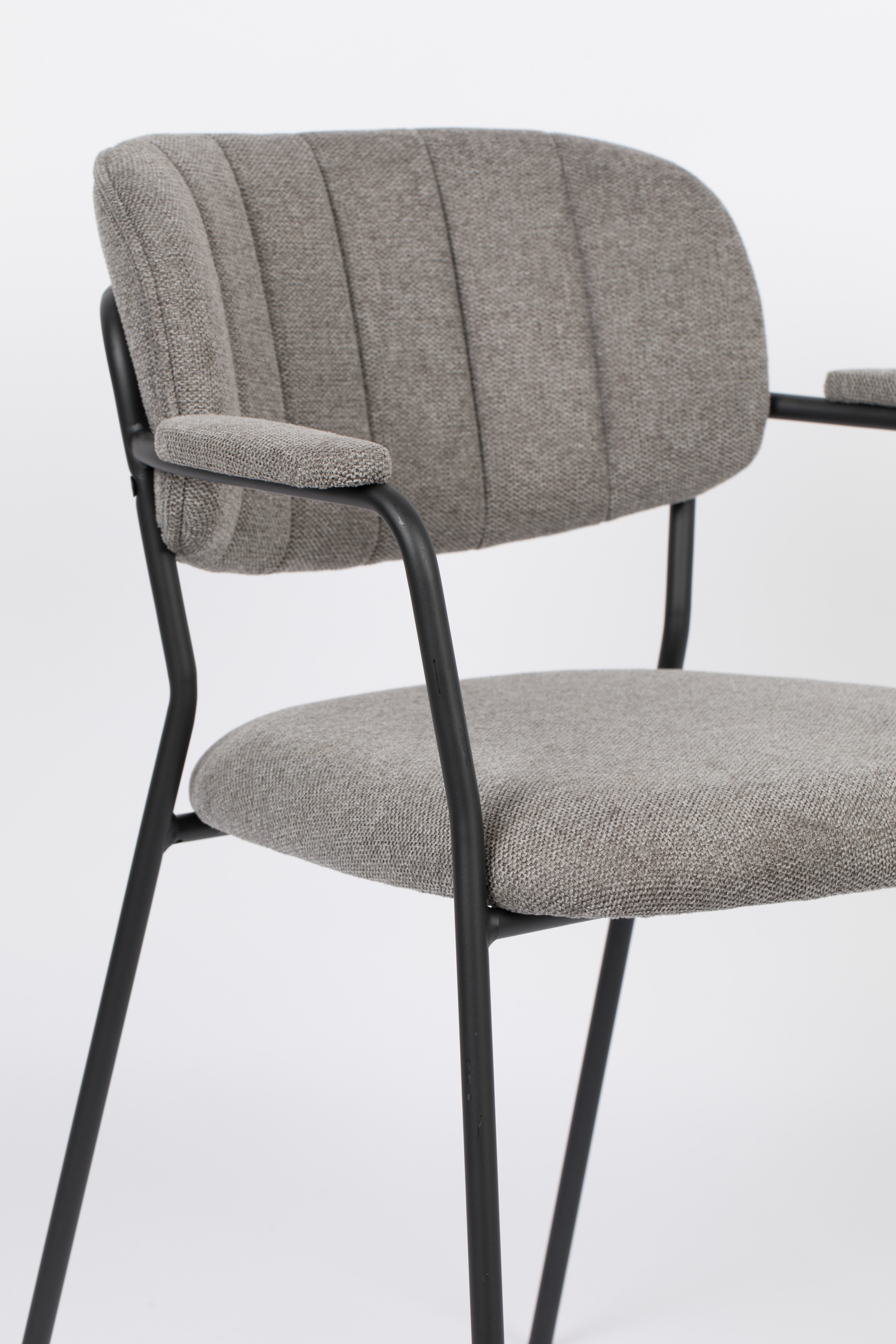 JOLIEN fauteuil met armleuningen grijs met zwarte basis