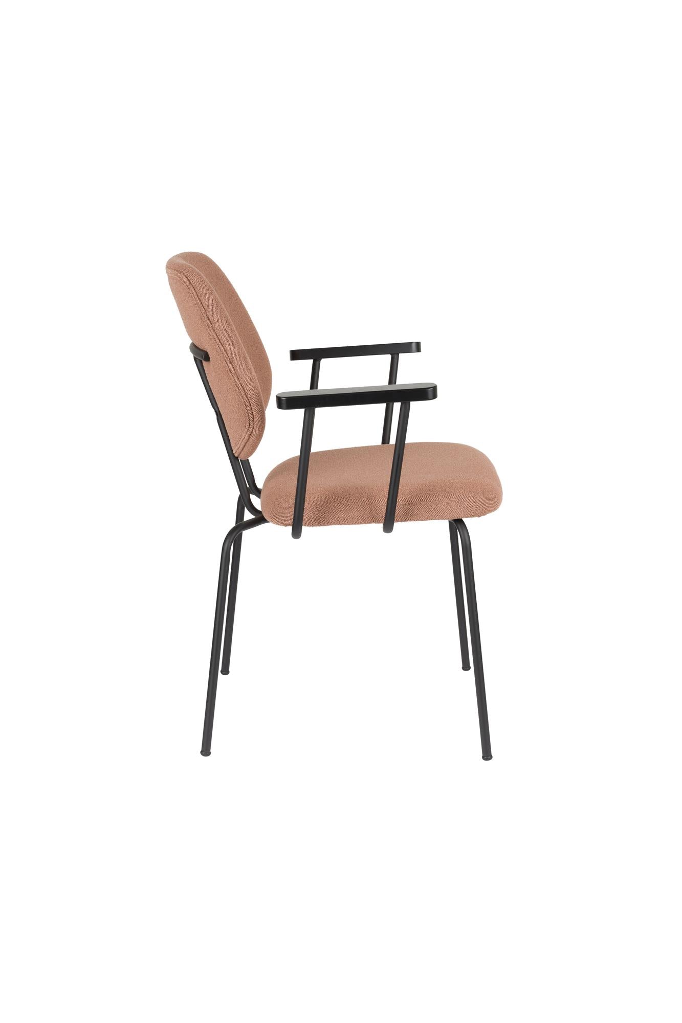 Zetel met armleuningen ZELO roze met zwarte basis