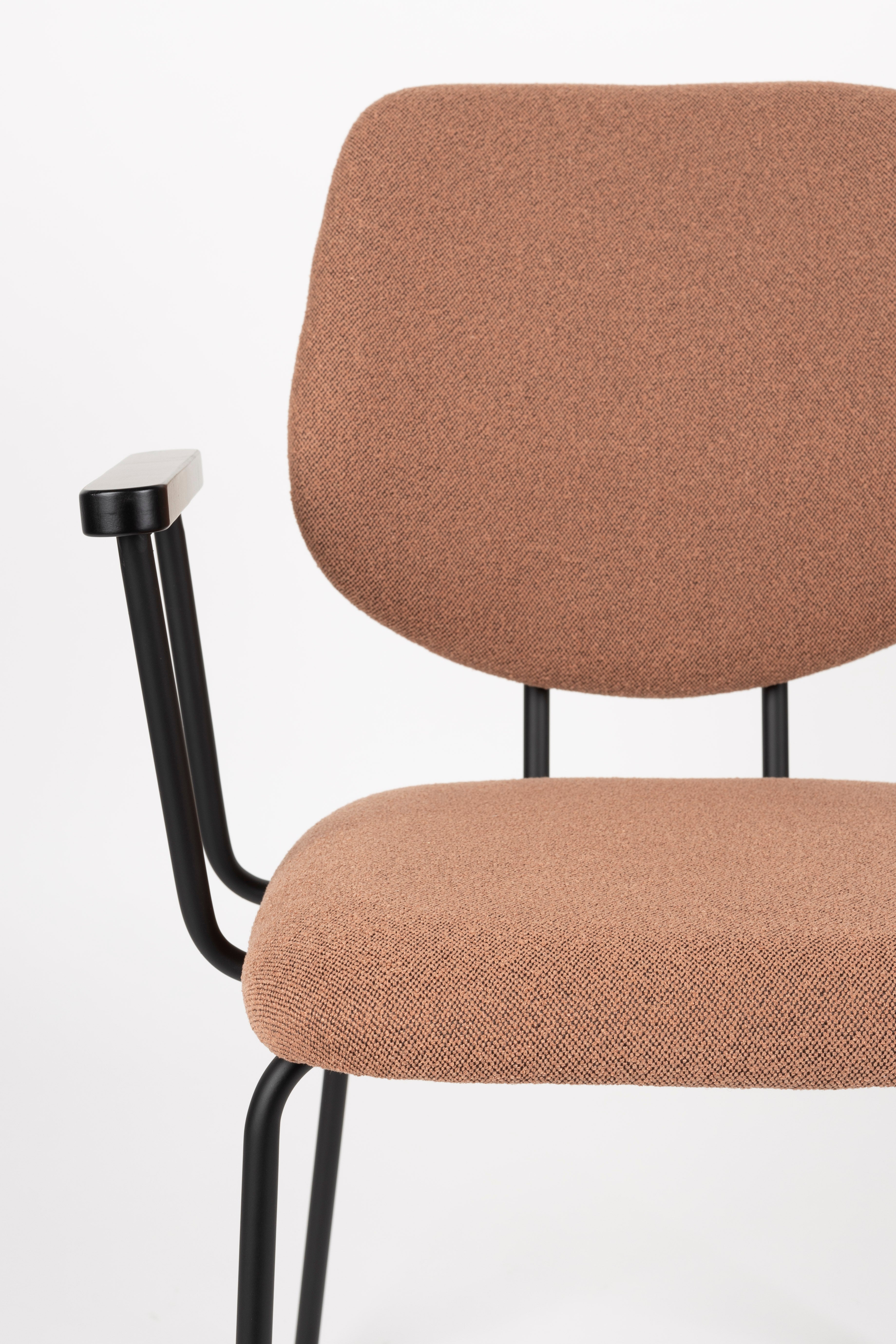 Zetel met armleuningen ZELO roze met zwarte basis