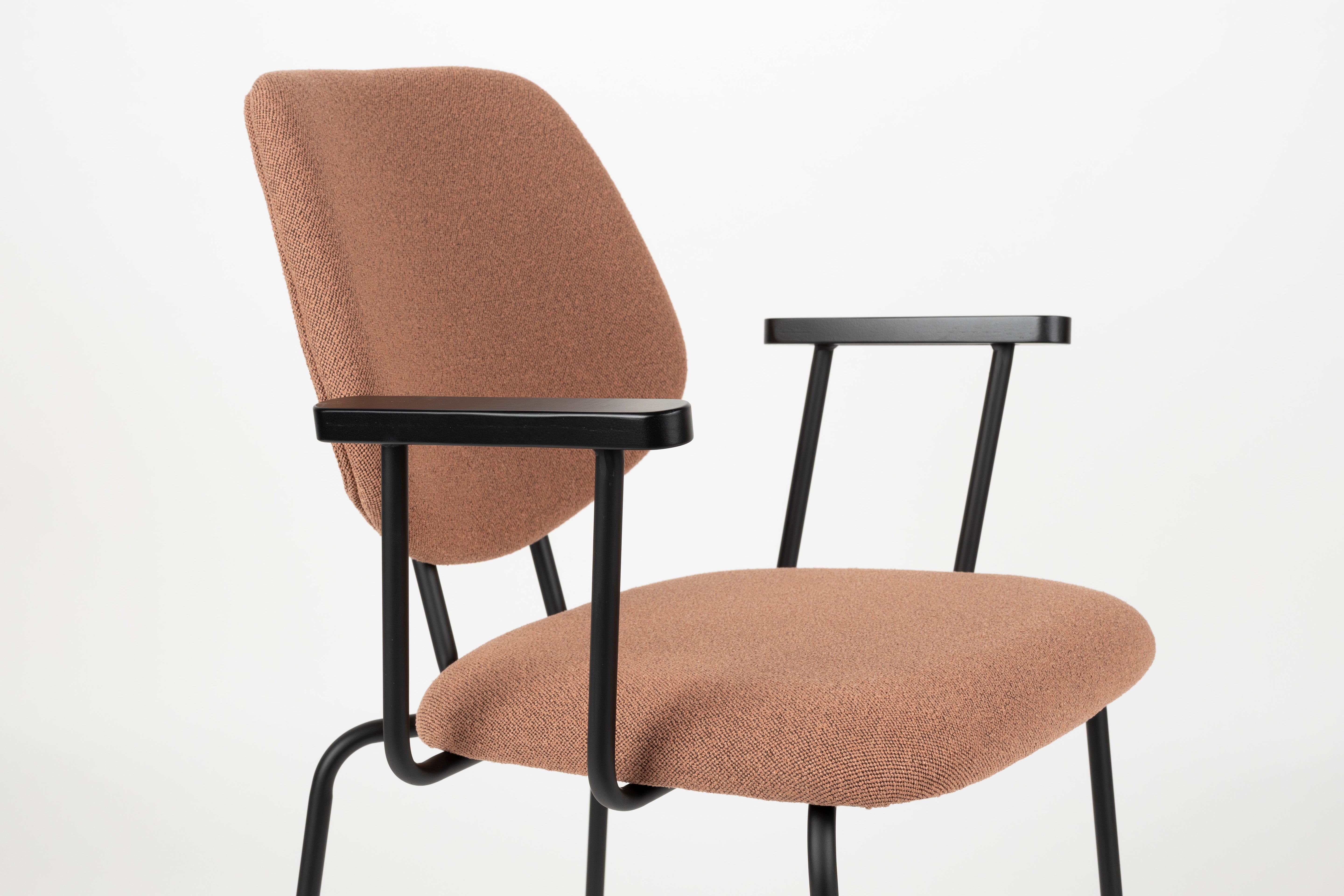 Zetel met armleuningen ZELO roze met zwarte basis