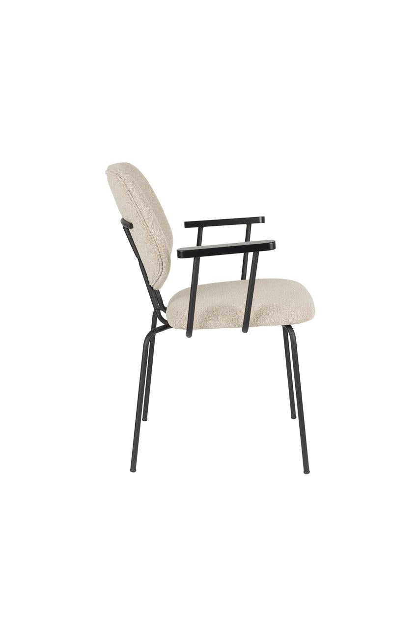 Zetel met armleuningen ZELO beige met zwarte basis