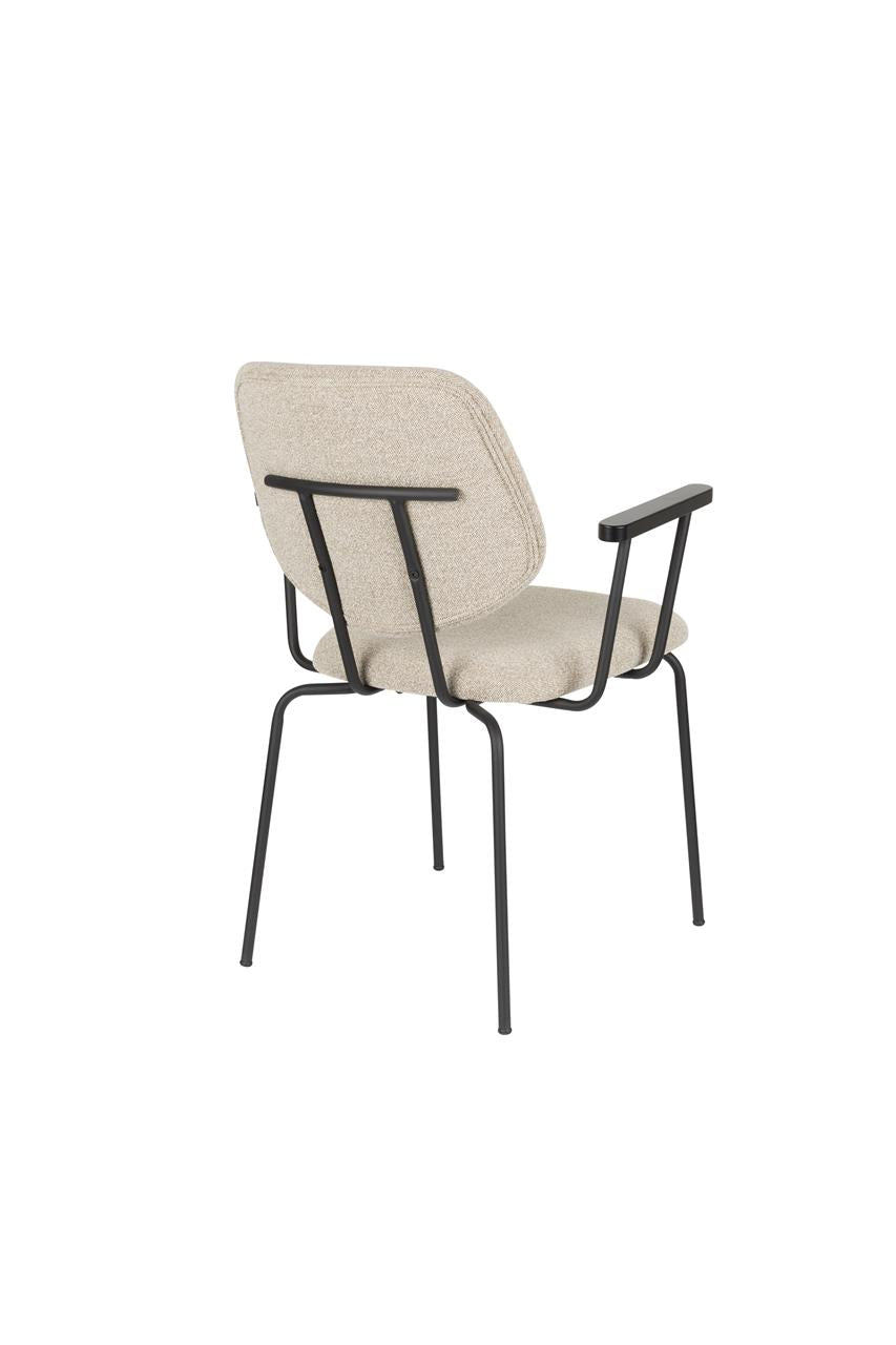 Zetel met armleuningen ZELO beige met zwarte basis