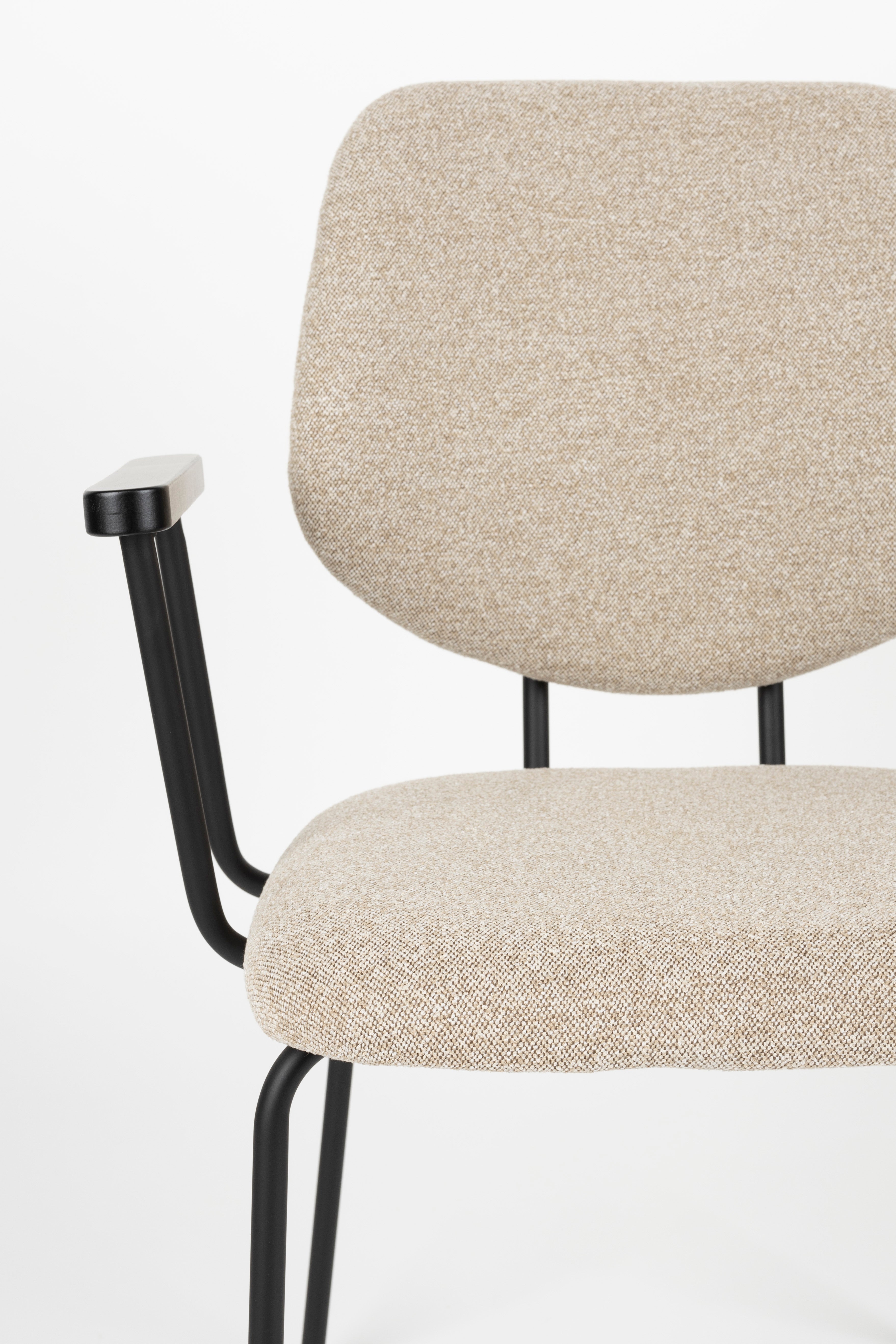 Zetel met armleuningen ZELO beige met zwarte basis