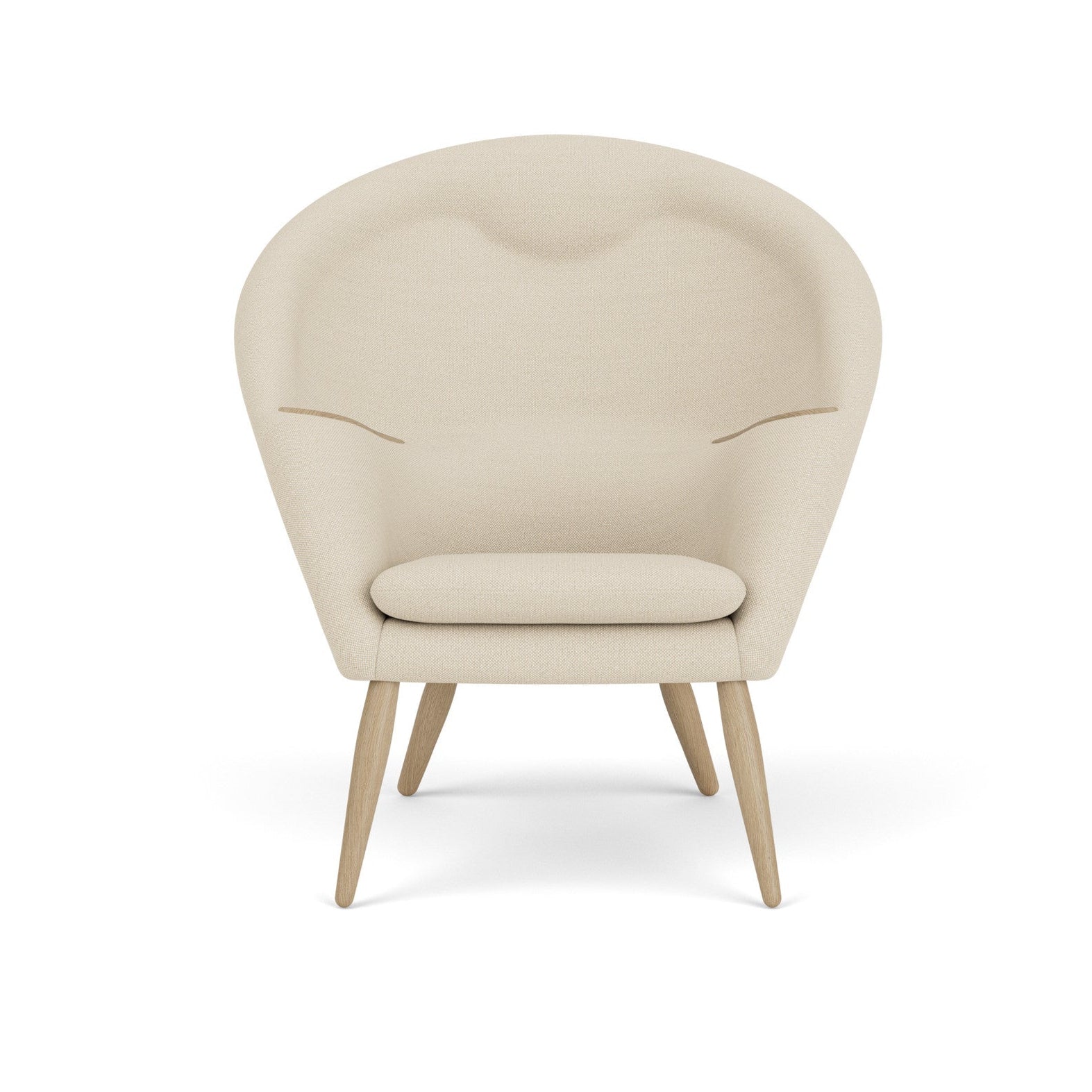 Beige ODA fauteuil met eiken basis