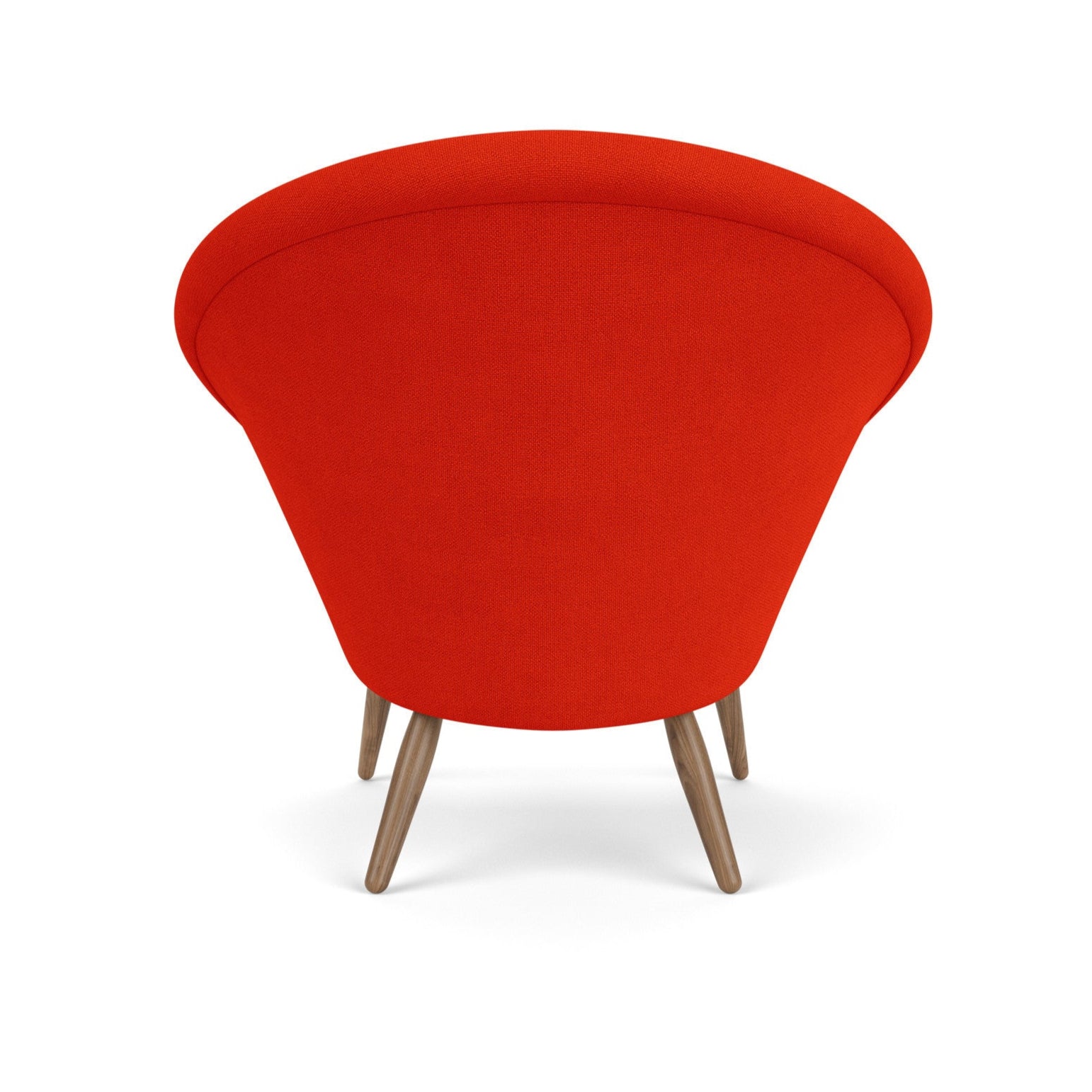 Fauteuil ODA rood met notenhouten basis
