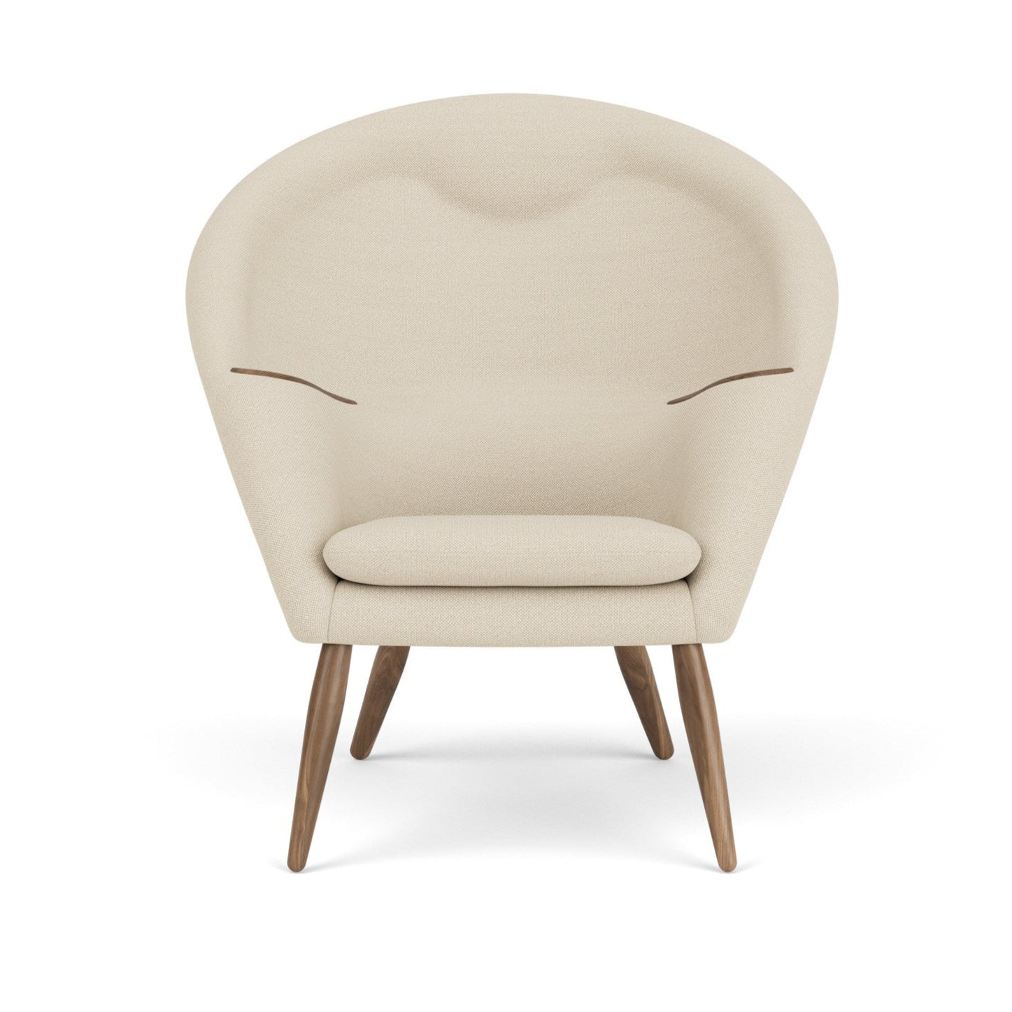 Beiger ODA Sessel mit Nussbaumfuß