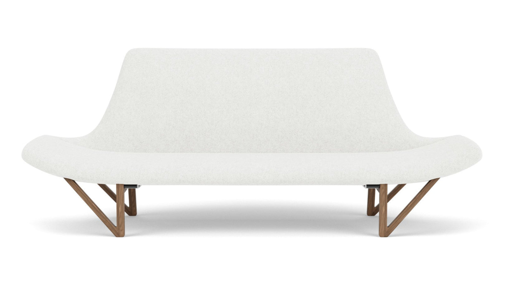 Sofa PAGODE lichtgrijs met een notenhouten basis