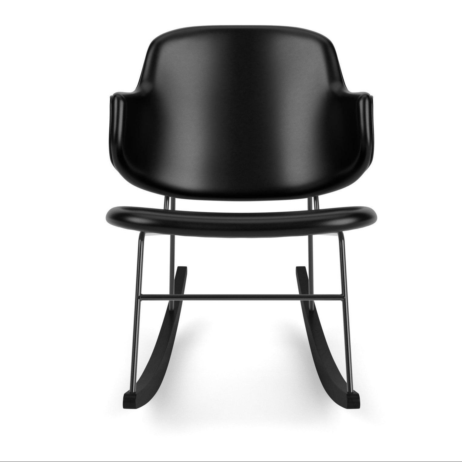 Schommelstoel PENGUIN zwarte leer