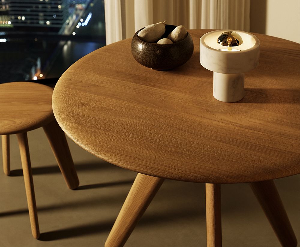 Ronde tafel SLAB eikenhout