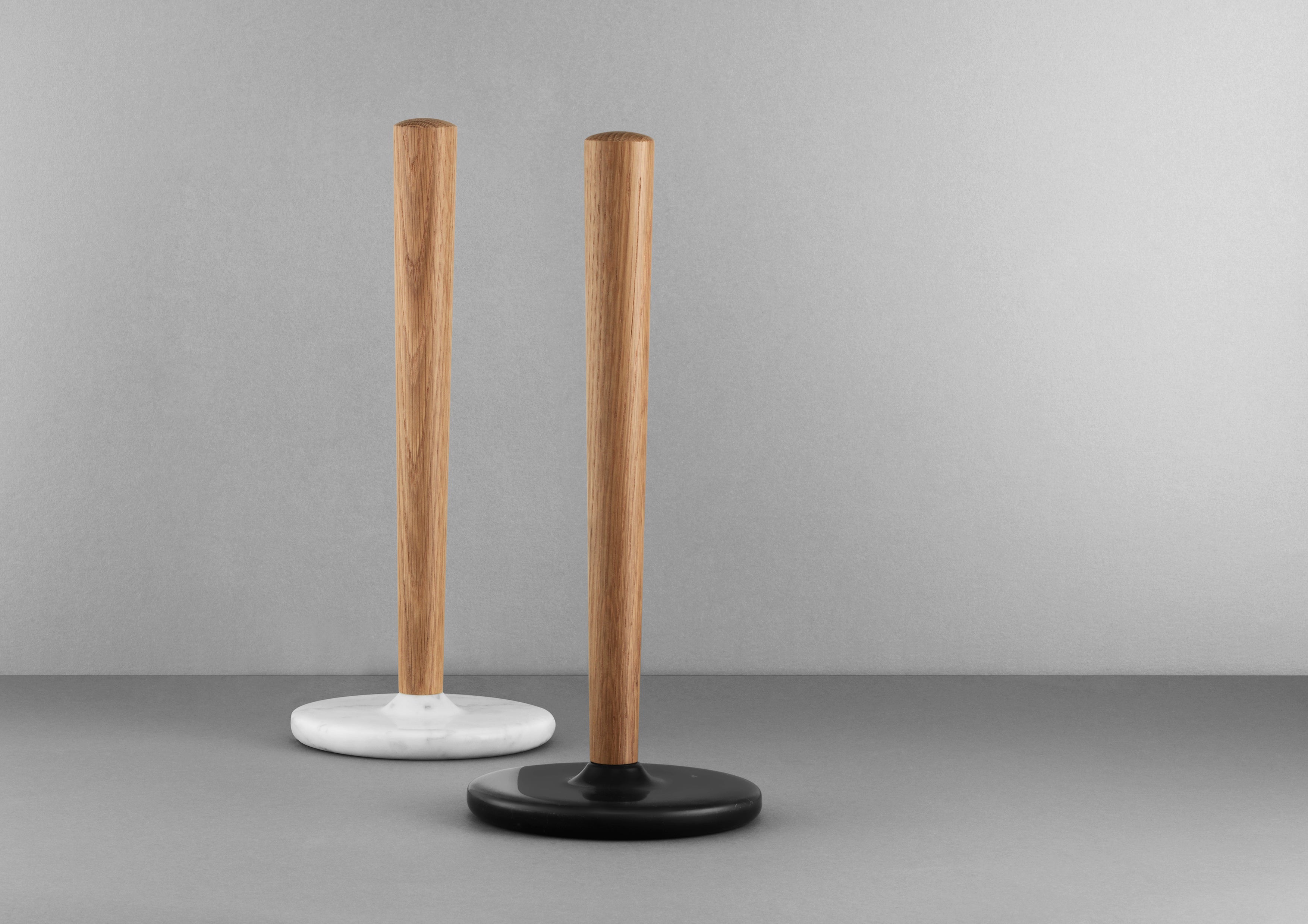 CRAFT wooden oak paper towel holder with black marble base