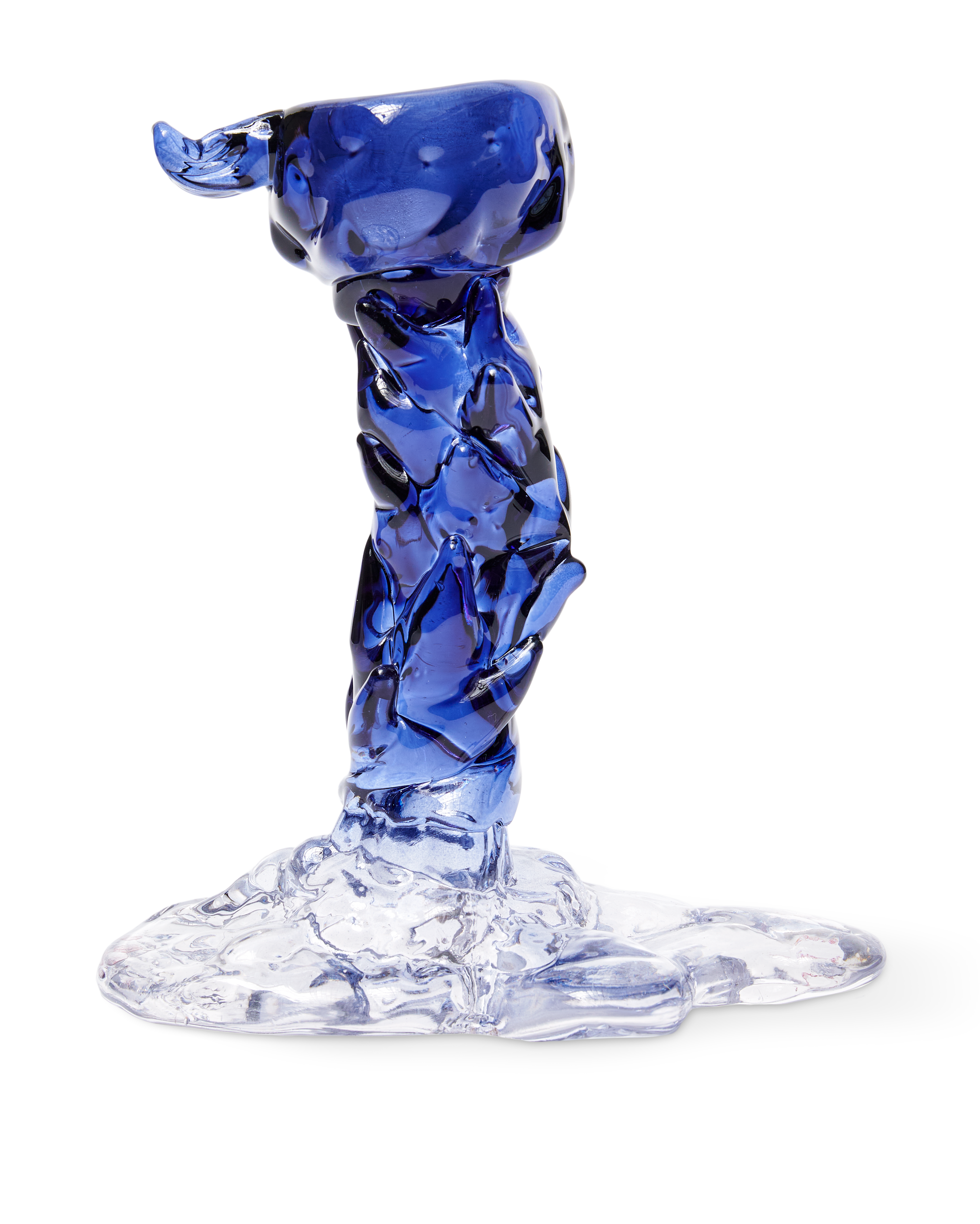 GLASS DRIP Candle Holder Blue