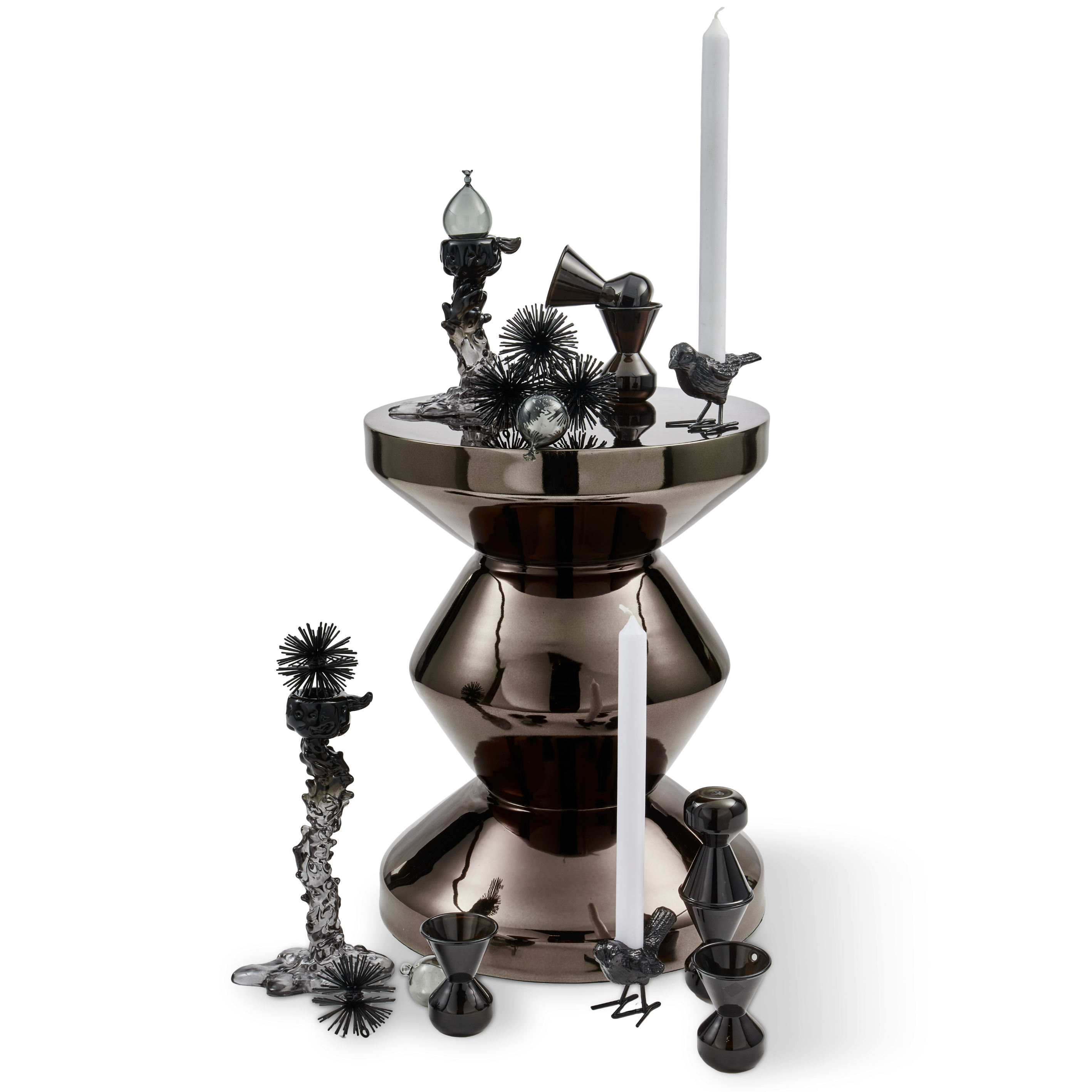 Kaarsenhouder GLAS DRUP zwart