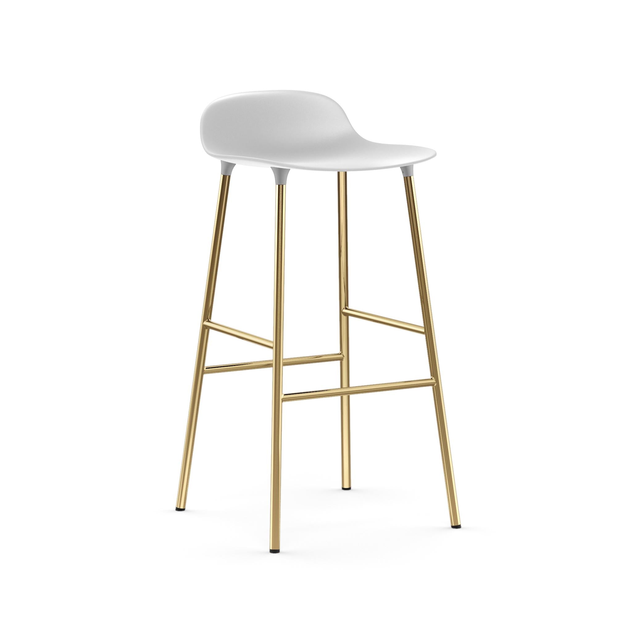 Hocker FORM wit met gouden basis
