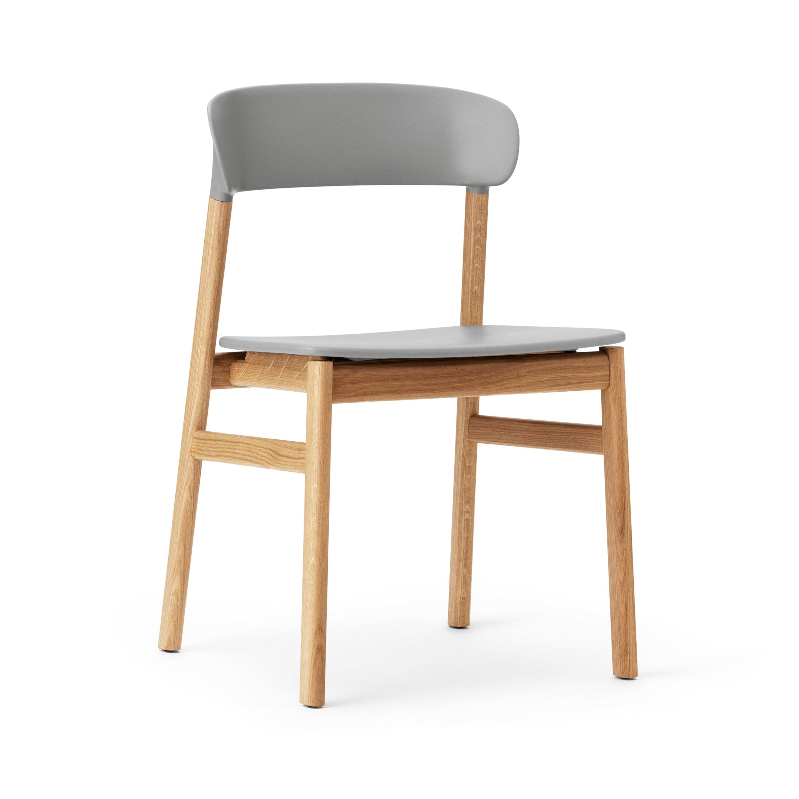 Stoel HERIT grijs met een natuurlijke eiken basis