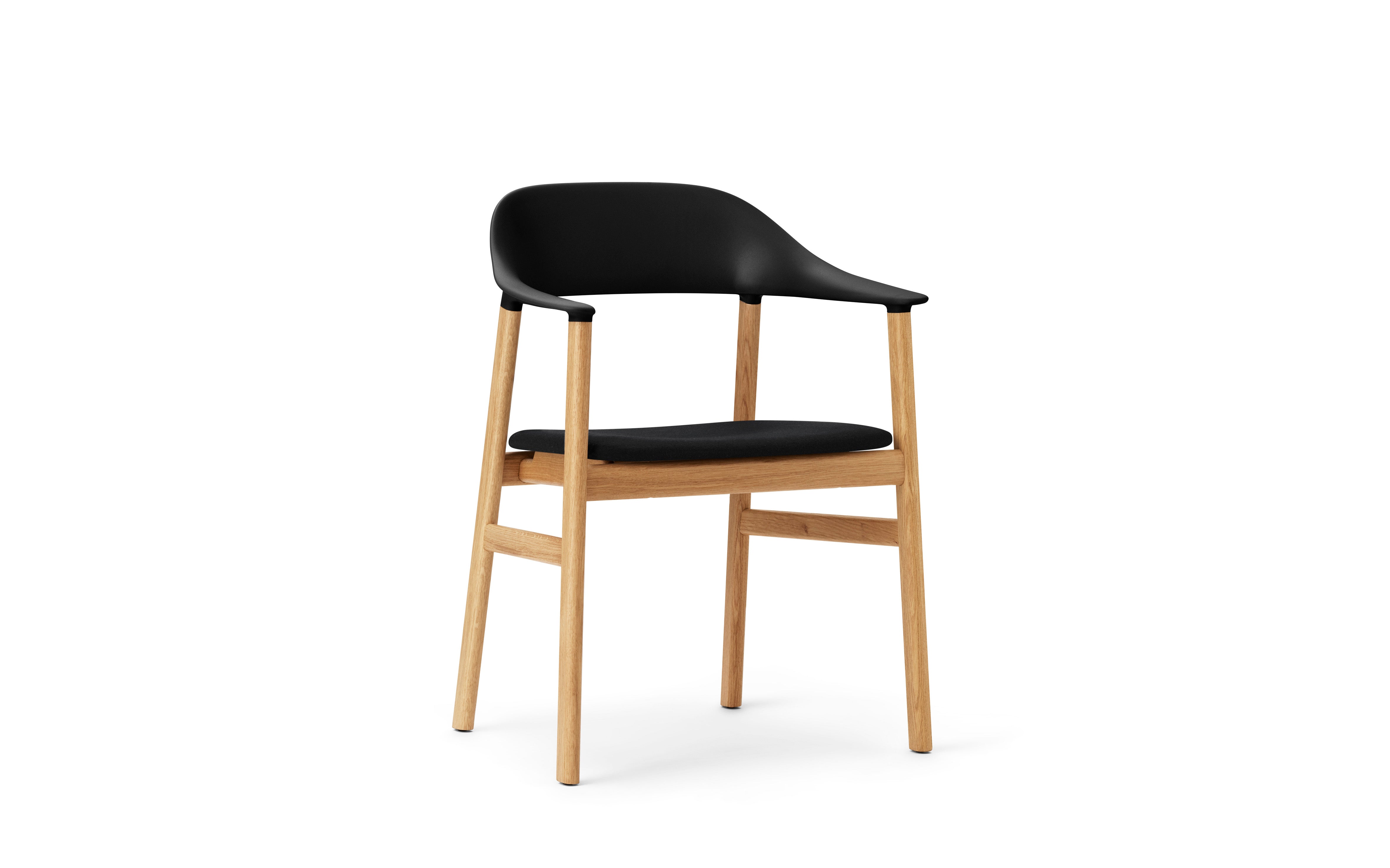 Chair with armrests Upholstered Herit with a natural oak base