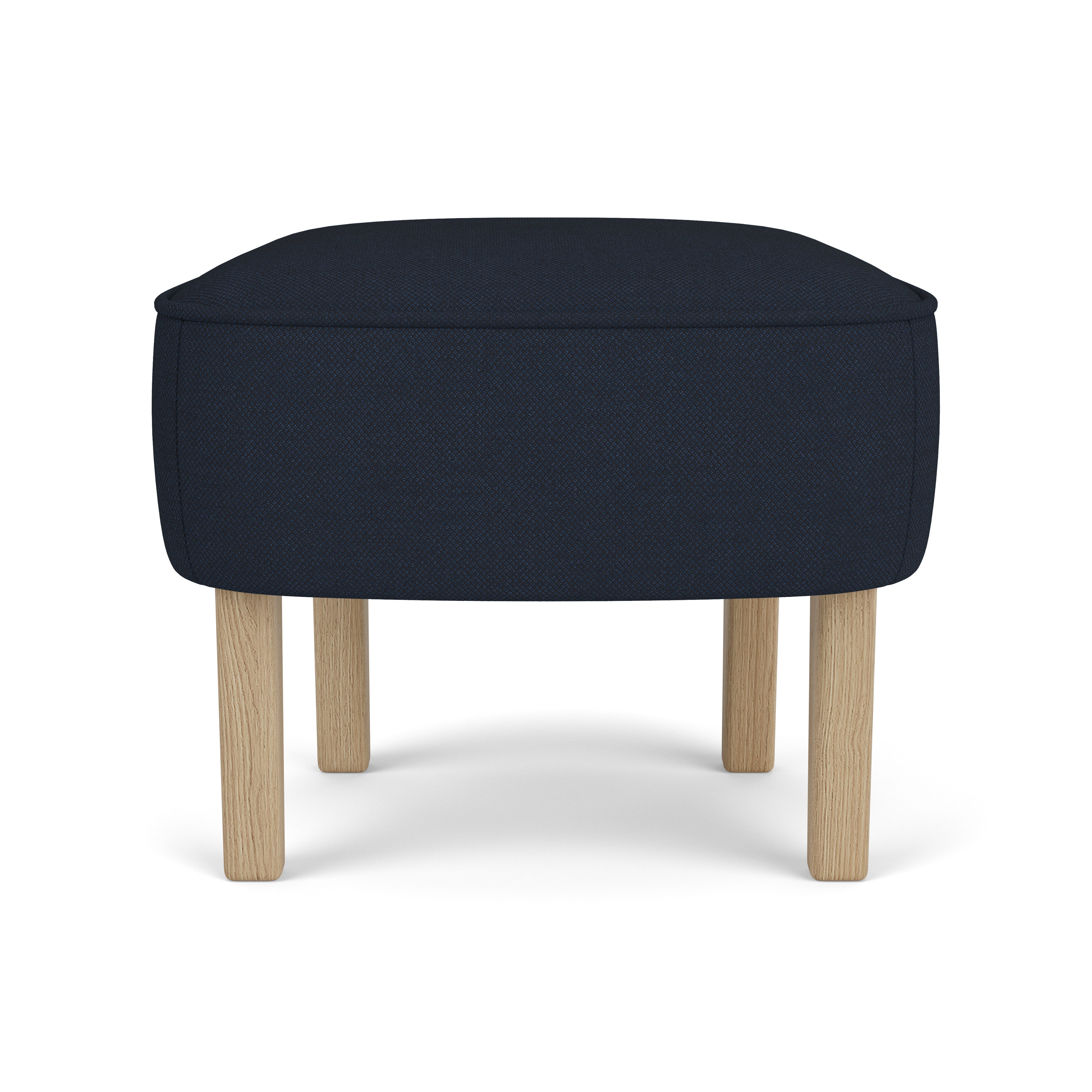 Fußhocker INGEBORG in Marineblau mit Eichenbasis