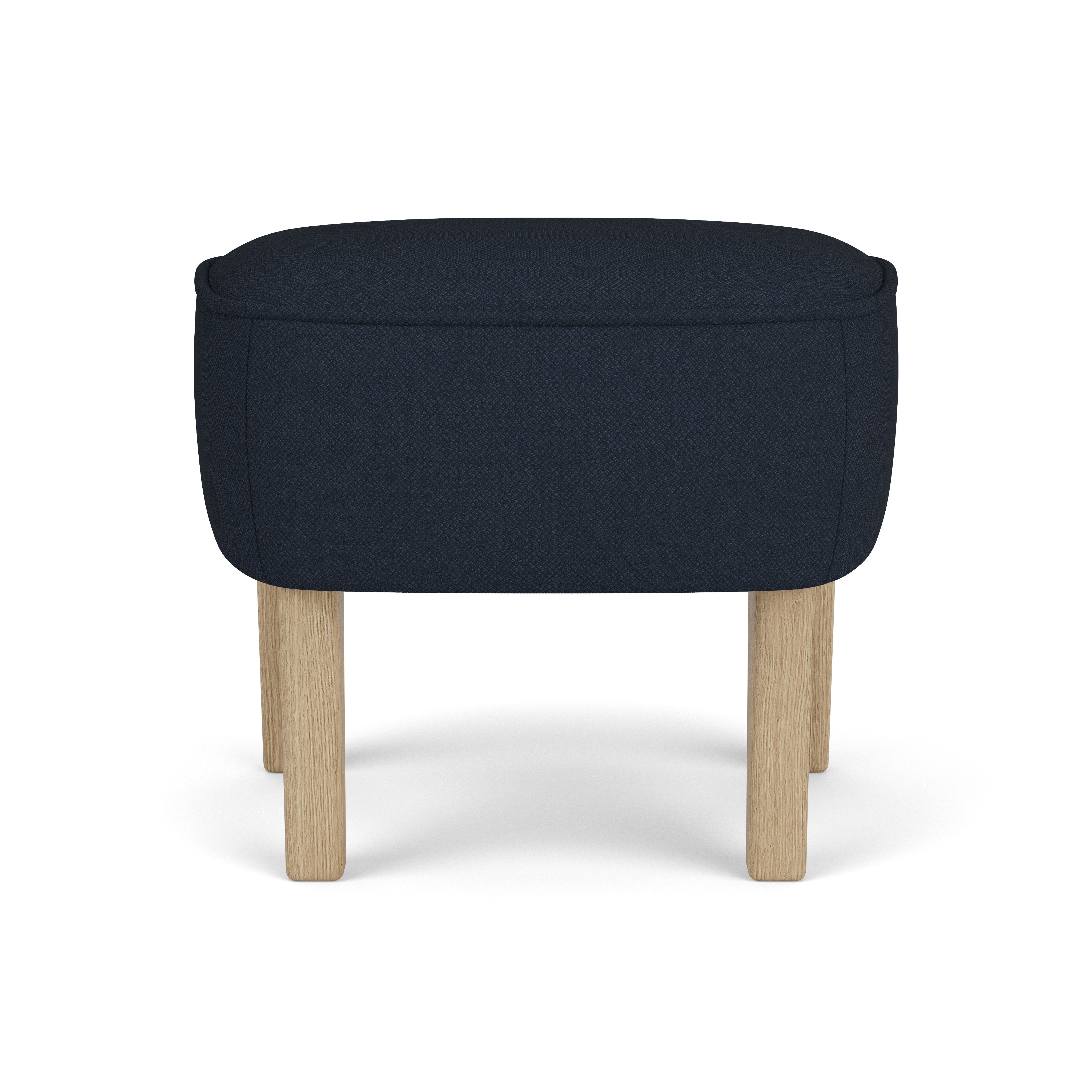 Fußhocker INGEBORG in Marineblau mit Eichenbasis