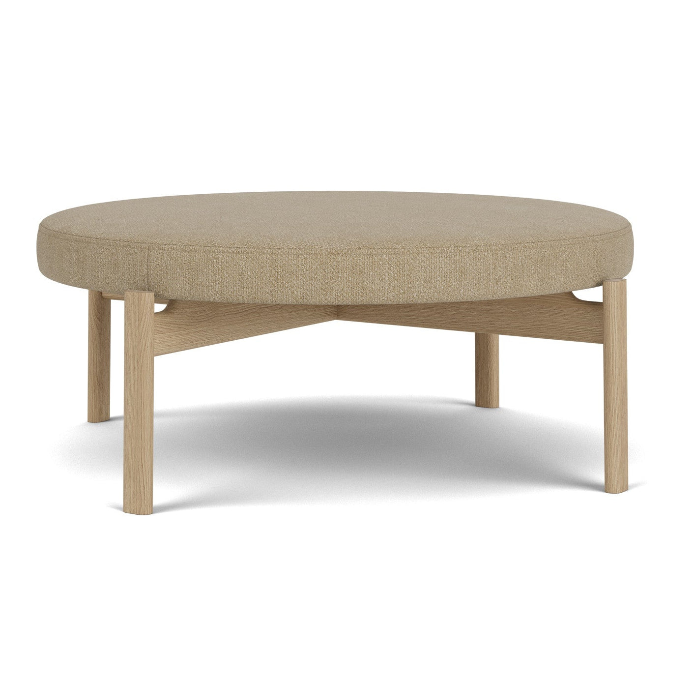 Puf PASSAGE beige met eikenhouten basis