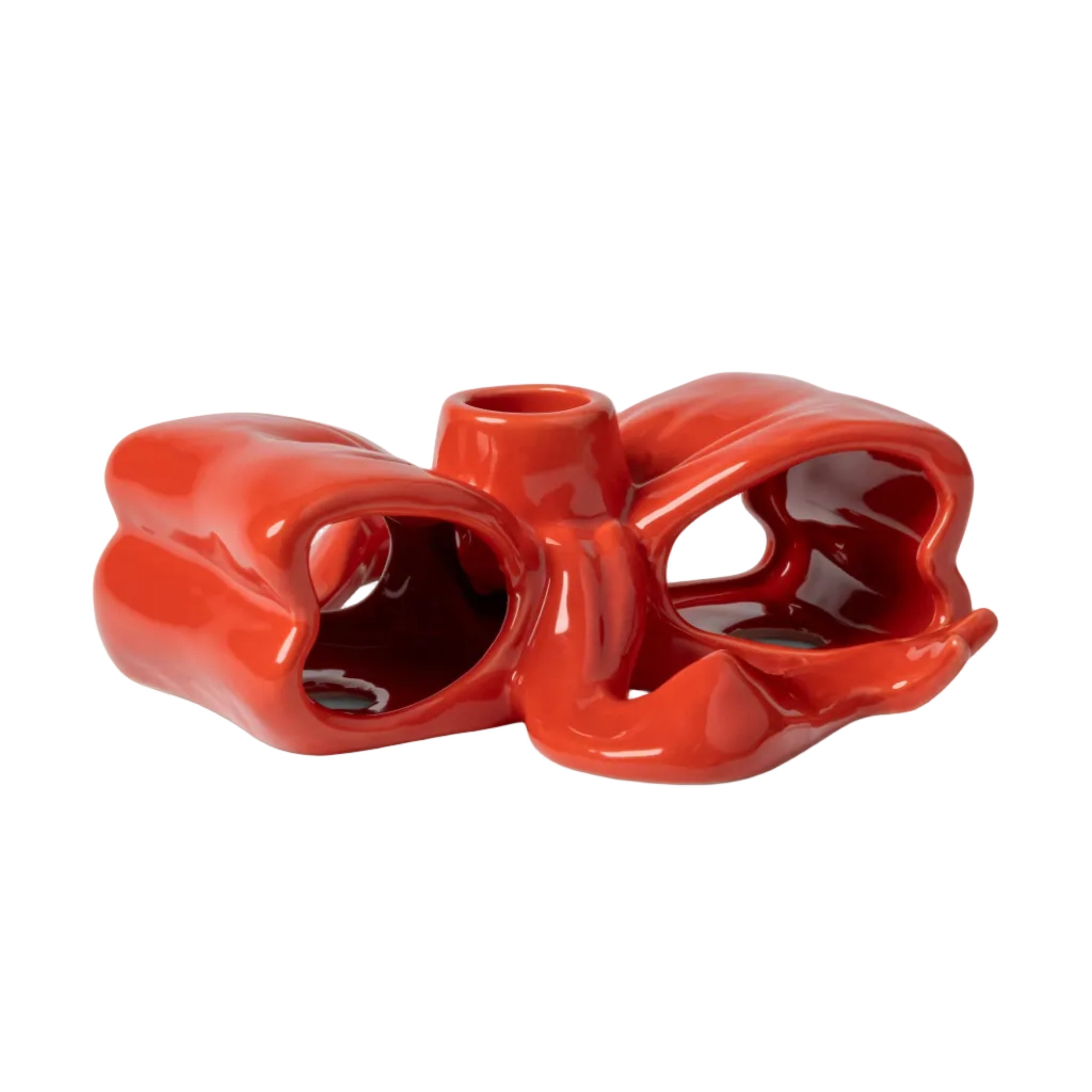 RIBBON Candle Holder Red