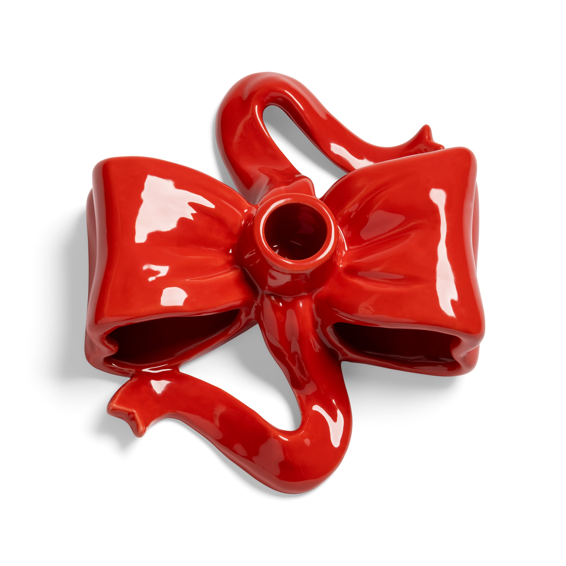 RIBBON Candle Holder Red