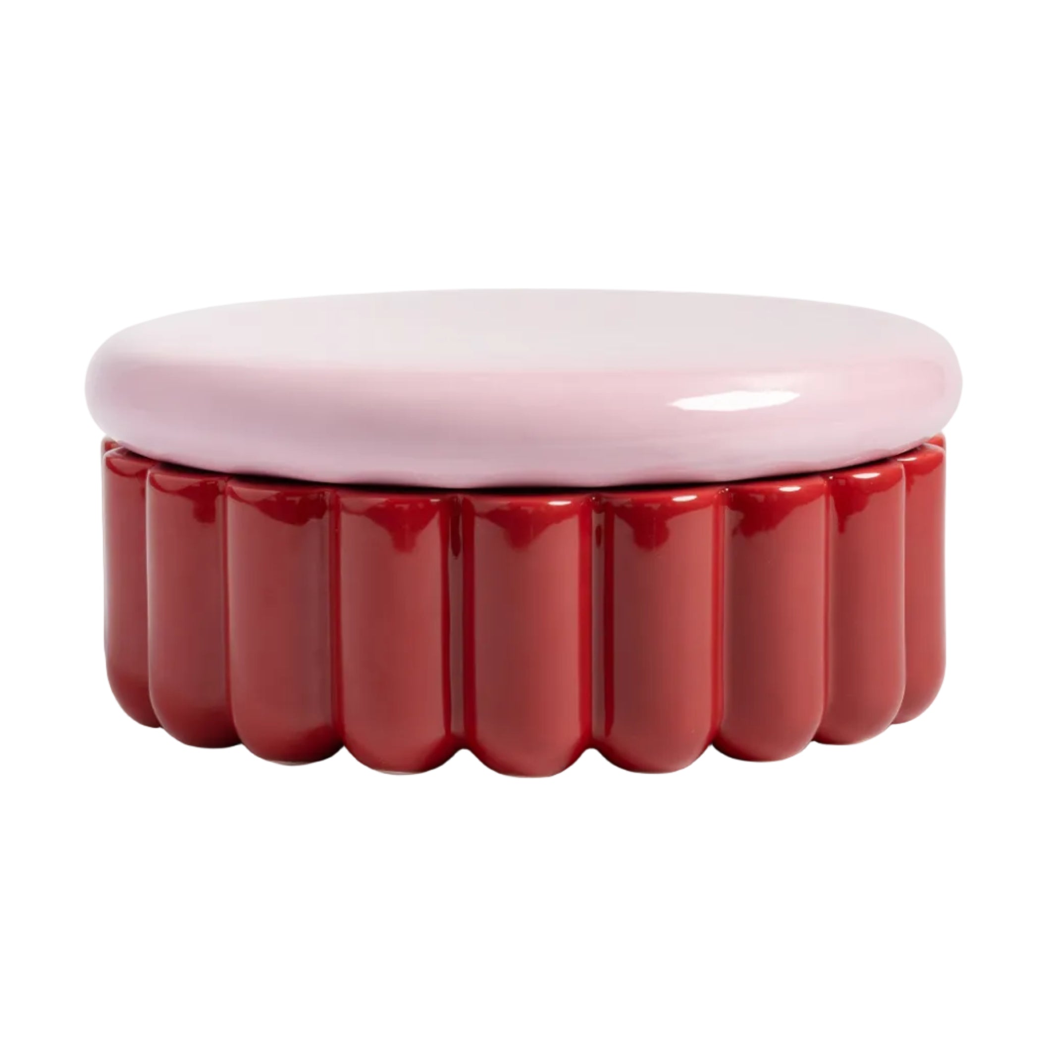 Behälter CHARLO rot mit rosa Deckel