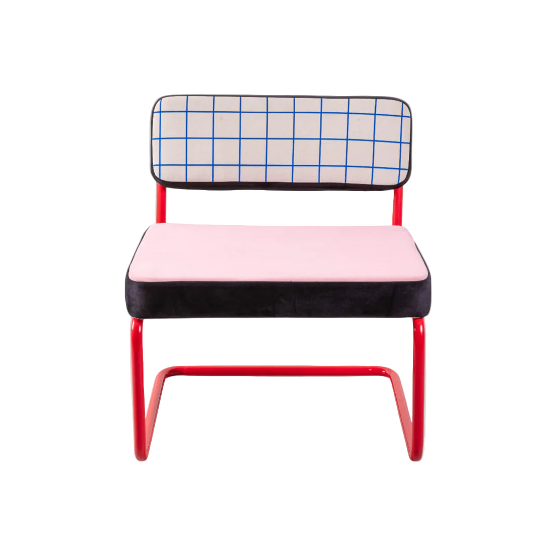 SUPERLOUNGE CHAIR BLUE GRID pink with red base