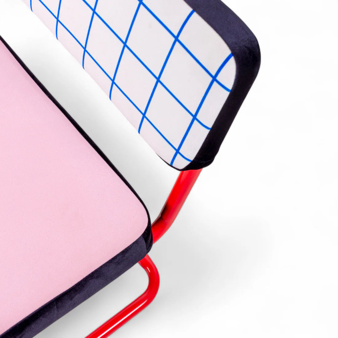 SUPERLOUNGE CHAIR BLUE GRID pink with red base