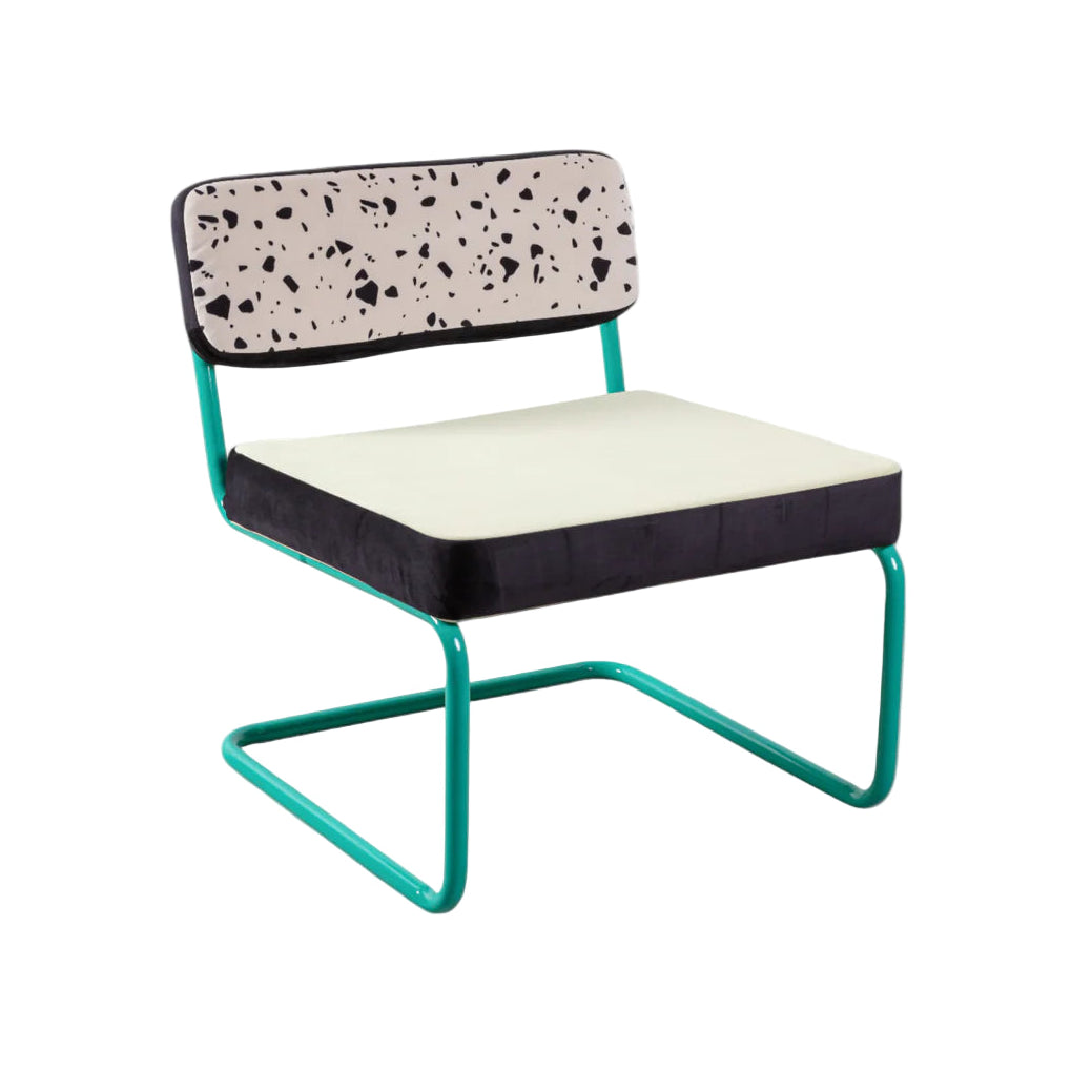 Sessel SUPERLOUNGE TERRAZZO in leuchtendem Gelb mit türkisfarbenem Gestell