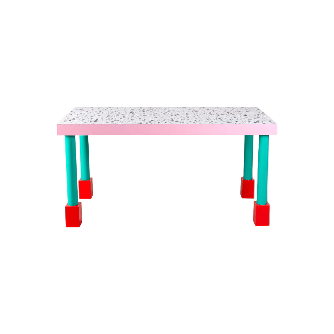 Roze SUPERTABLE TERRAZZO tafel met turquoise
