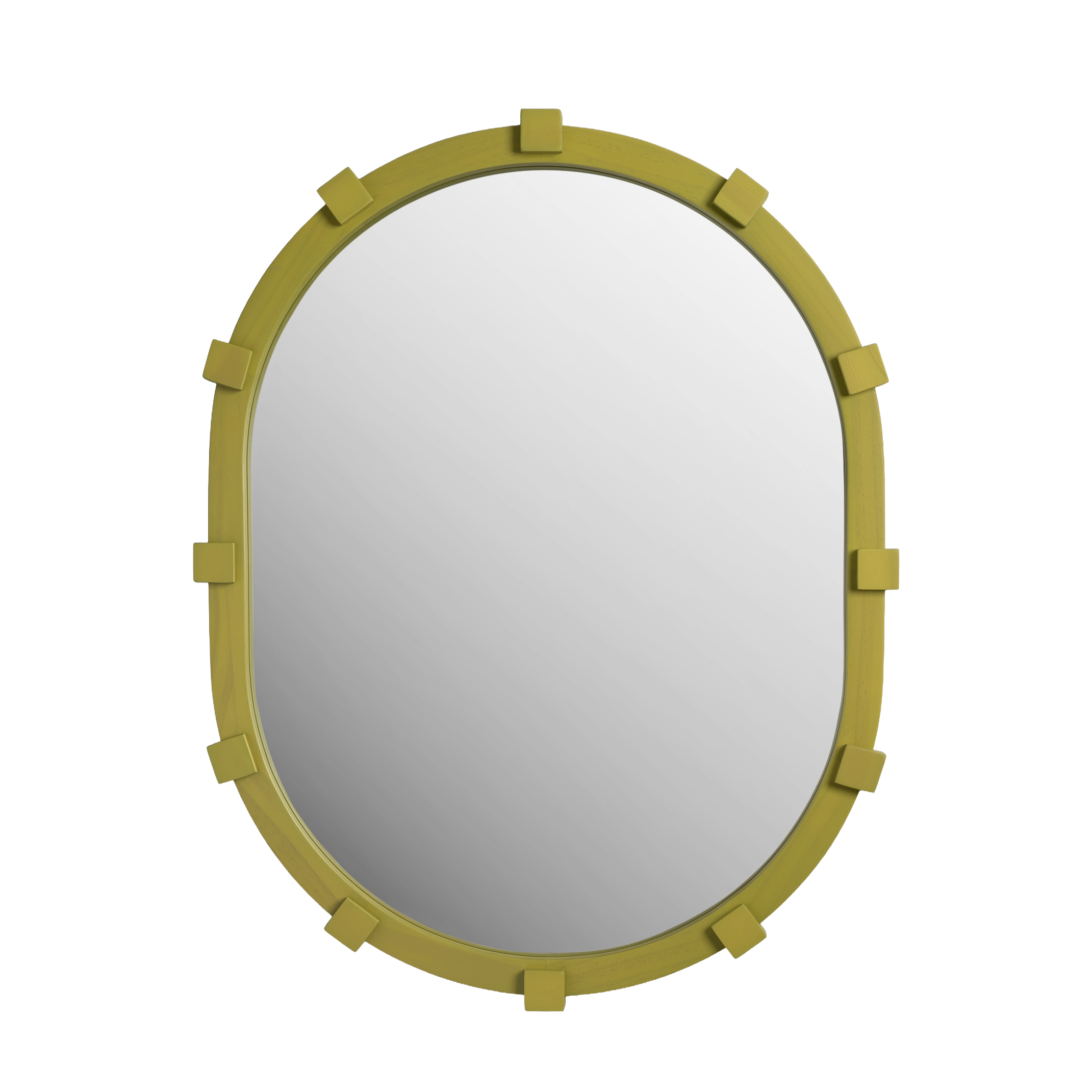 Ovaler Spiegel CHUNK grünes Holz