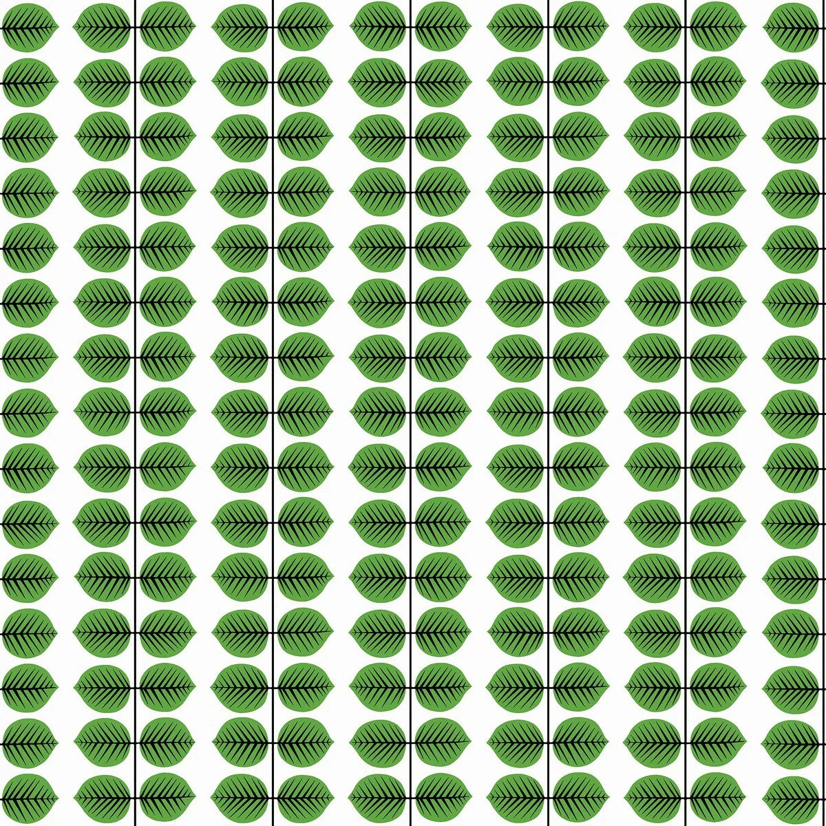 Behang met plantmotief van bladeren BERSÅ wit met groen