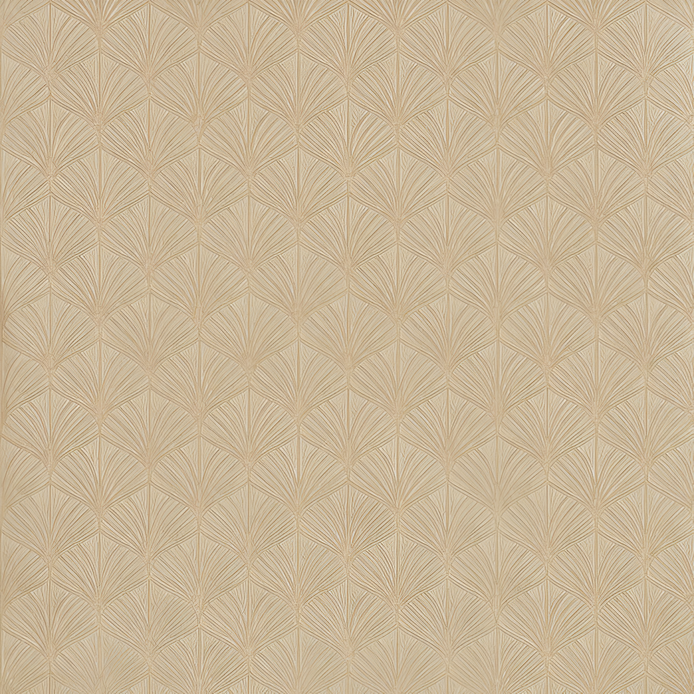 Strukturierte metallische Tapete mit pflanzlichem Motiv von NEREIDES - MARRON GLACÉ/DORÉ warmes Beige mit Gold