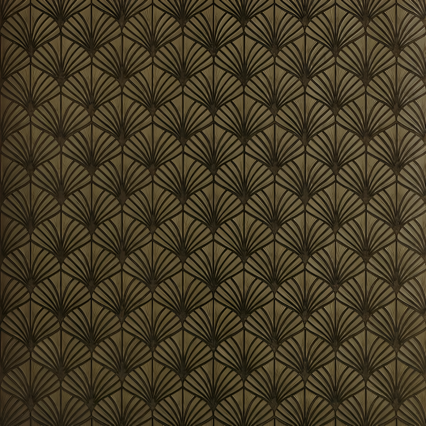 Metallic structural wallpaper with a plant leaf motif NEREIDES - NOIR/DORÉ black with gold
