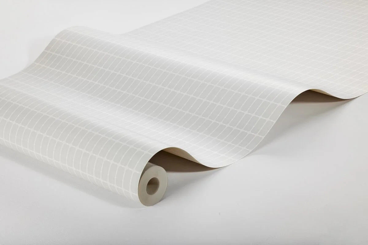 Papieren vliesbehang met ruitpatroon ALVAR AALTO M.I.T grijs