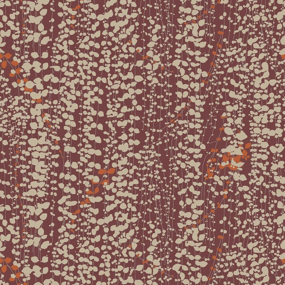 Tapete mit pflanzlichem Blattmuster RANKE burgunderrot mit beige