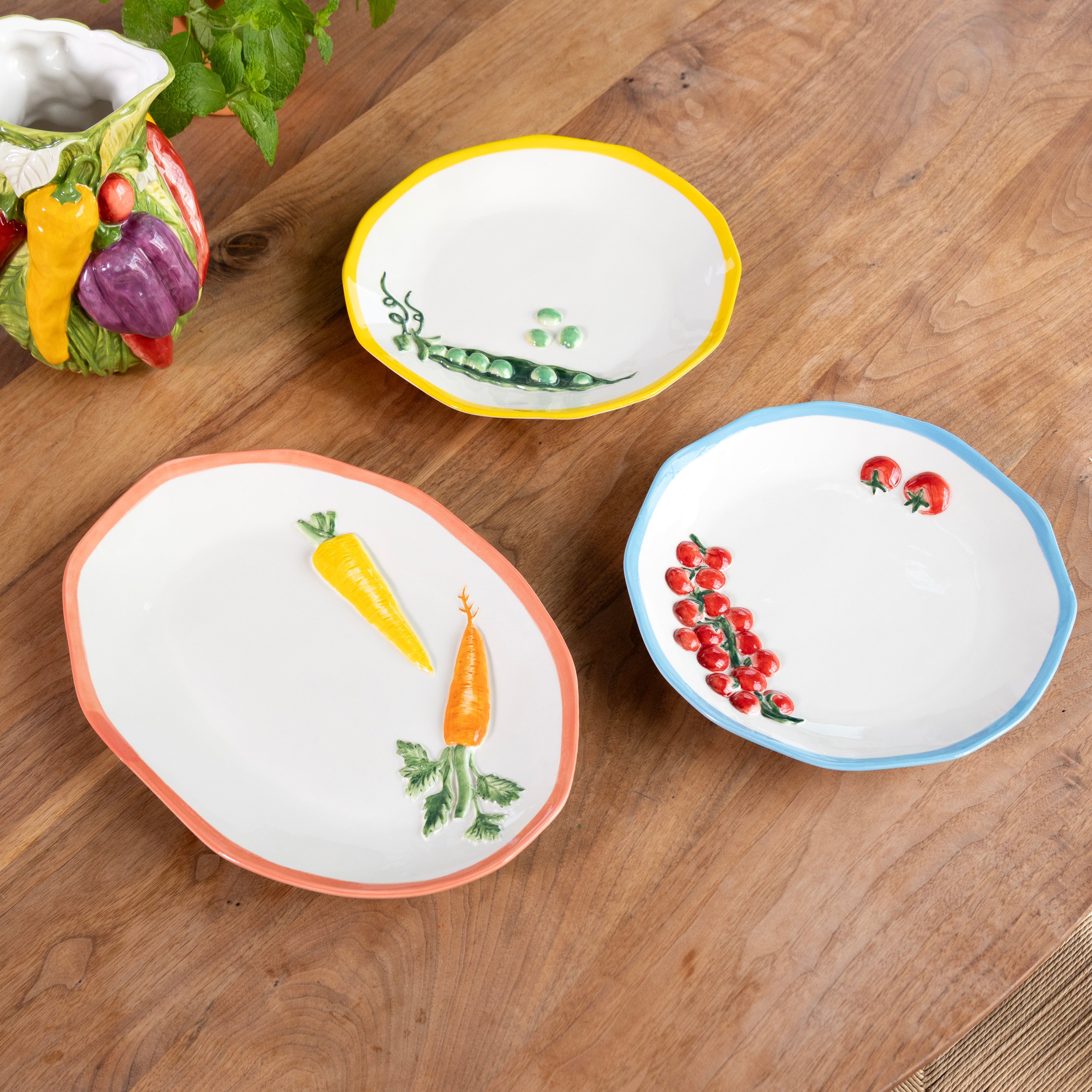 Servierteller CAROTA weiß mit orange und grün