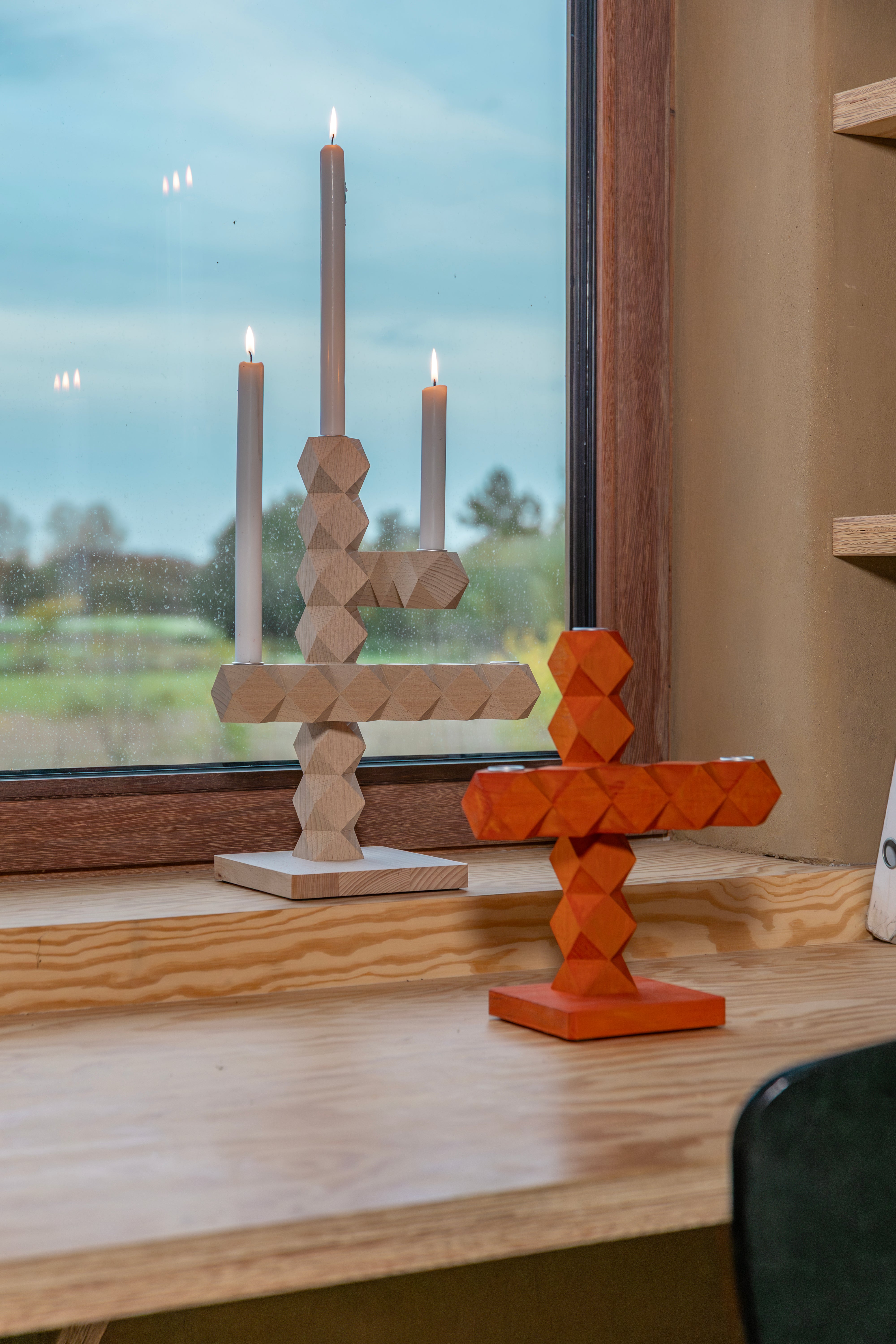 CLEAN CUT Candle Holder Beech Wood