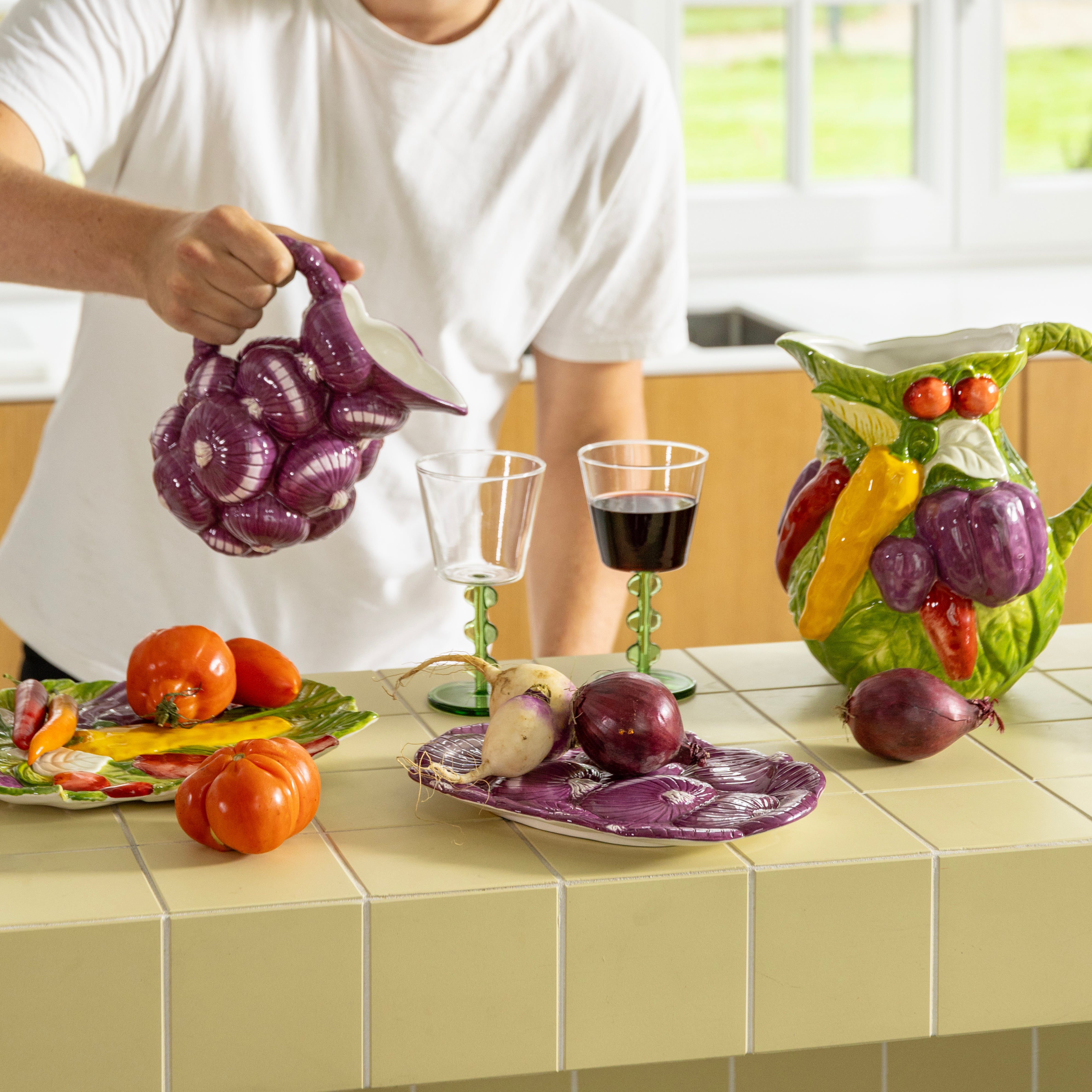 Kruik LEGUME PEPPER groen met geel en rood