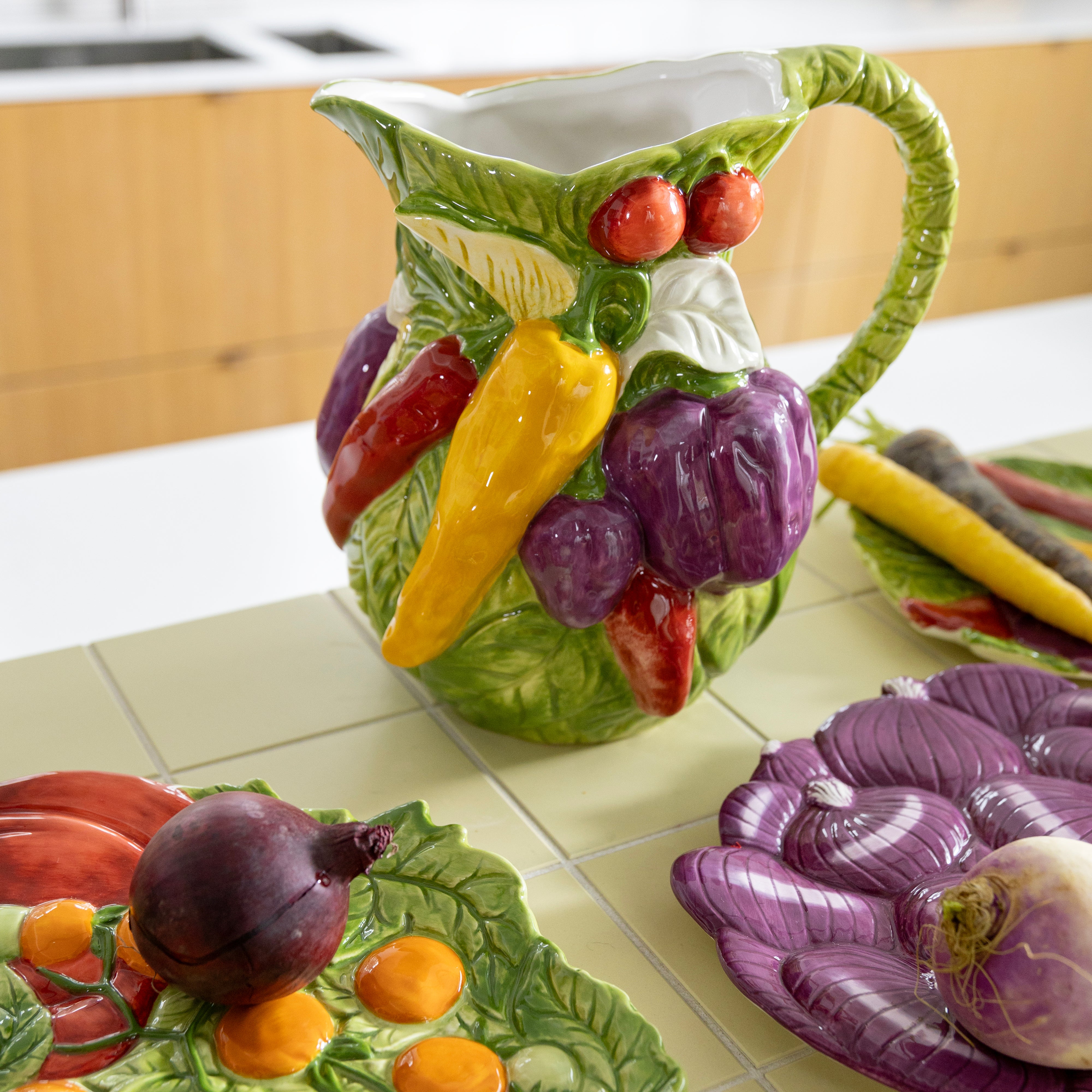 Kruik LEGUME PEPPER groen met geel en rood