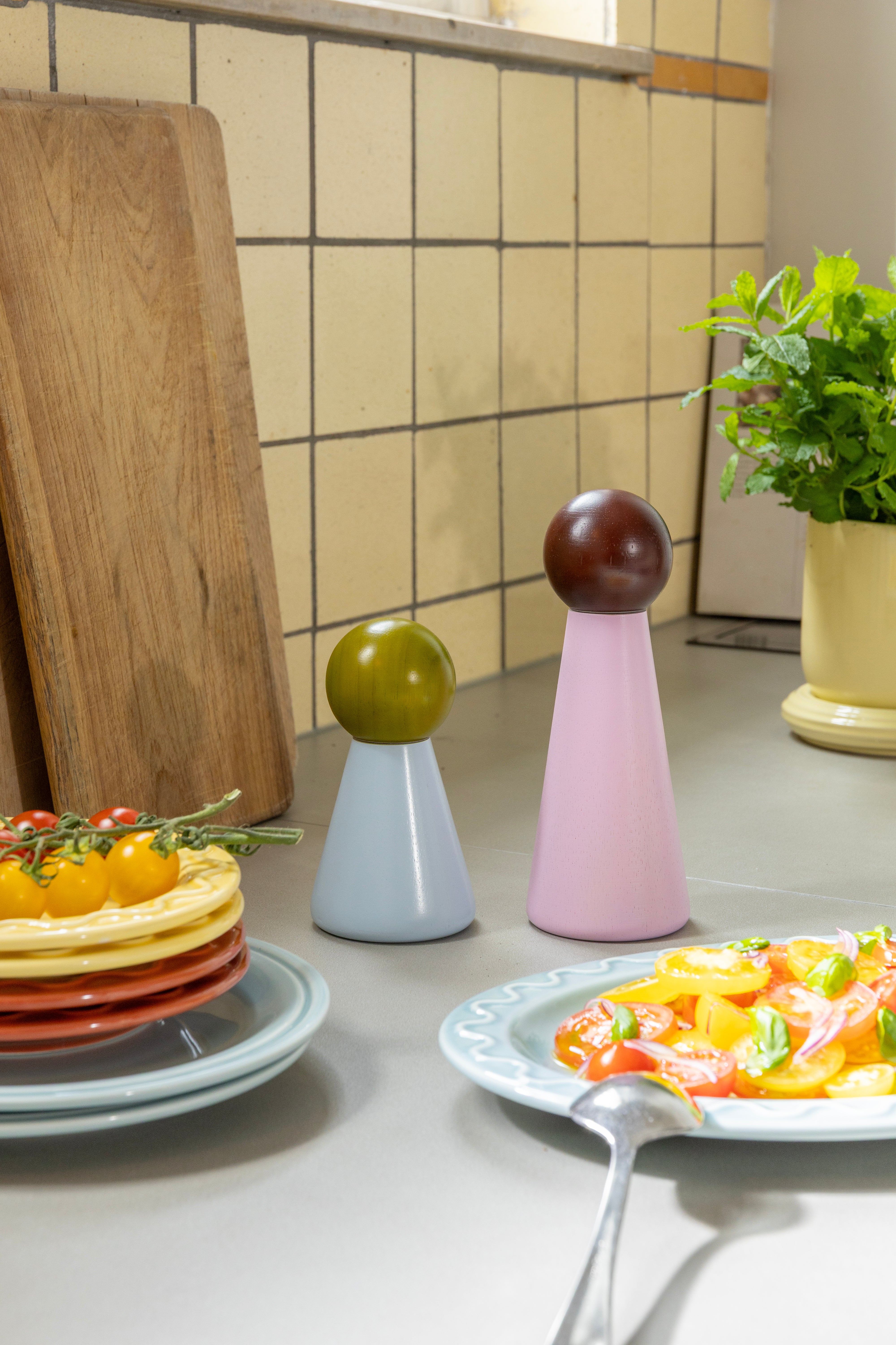 HALMA LARGE specerijenmolen roze met bordeaux