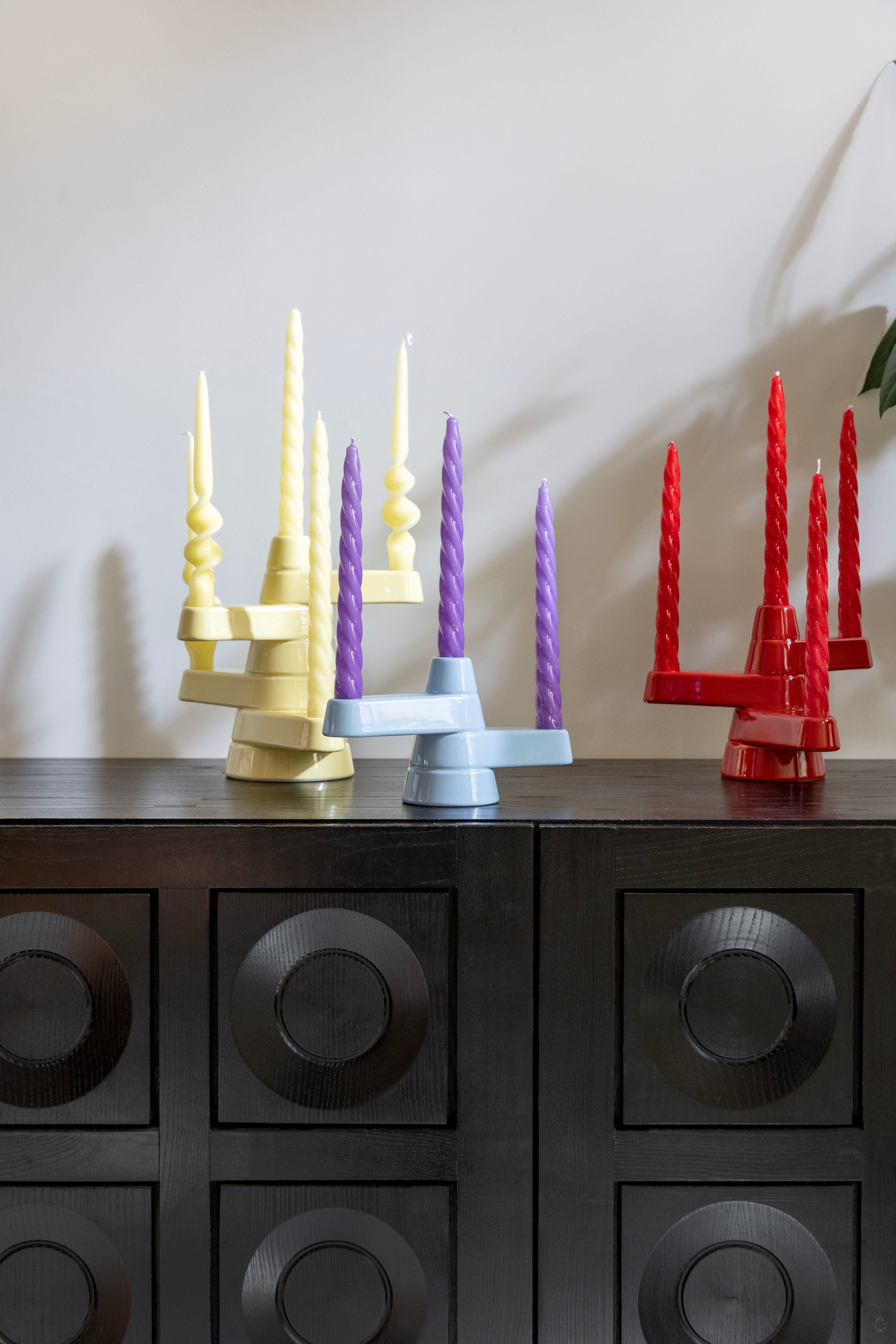 Vijfarmige kaarsenhouder BRUTE geel