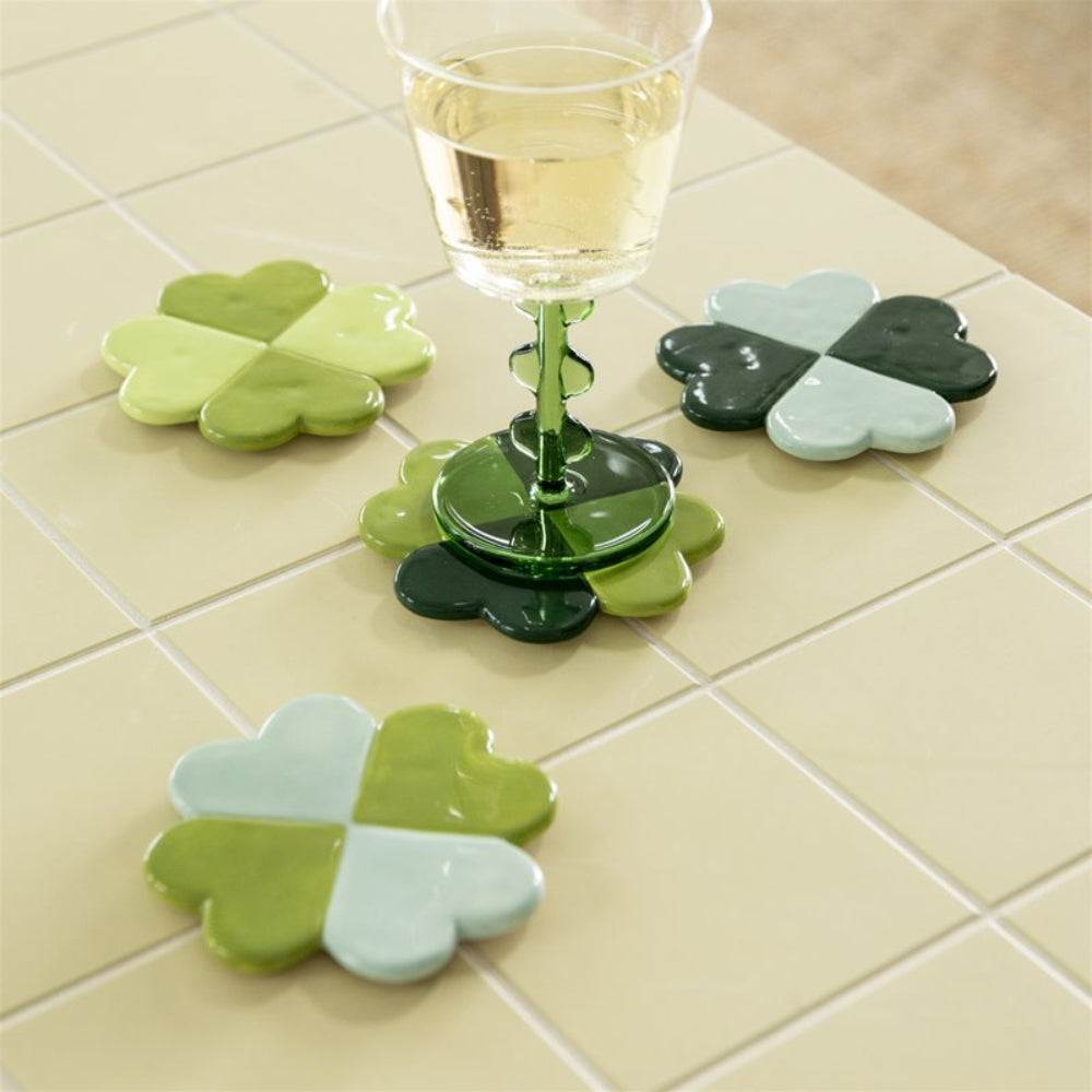 Set onderzetters LUCKY CLOVER groen
