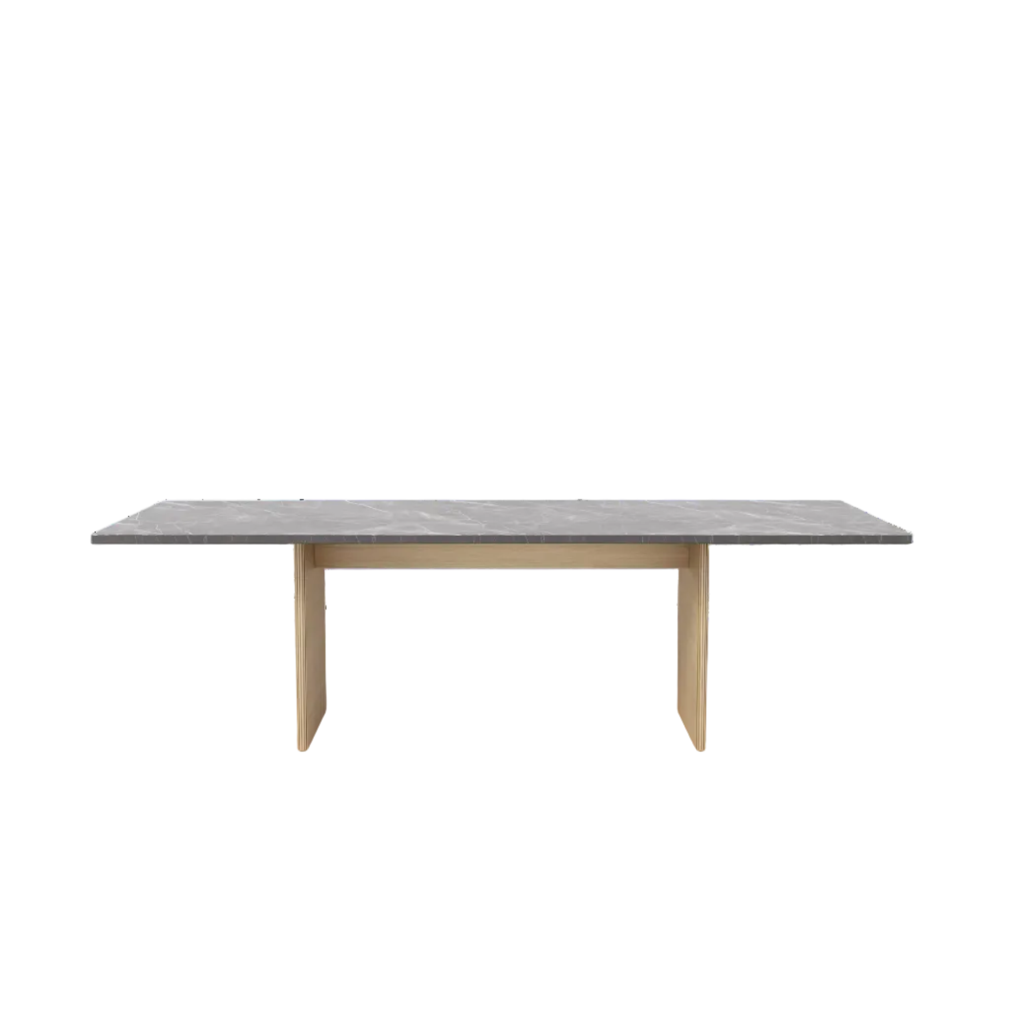 Tafel CABIN grijs marmeren blad met lichte eiken basis