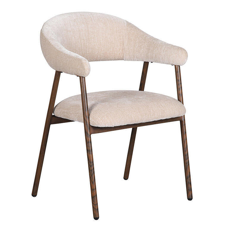 Beige SCANDI stoel met een donkere houten basis