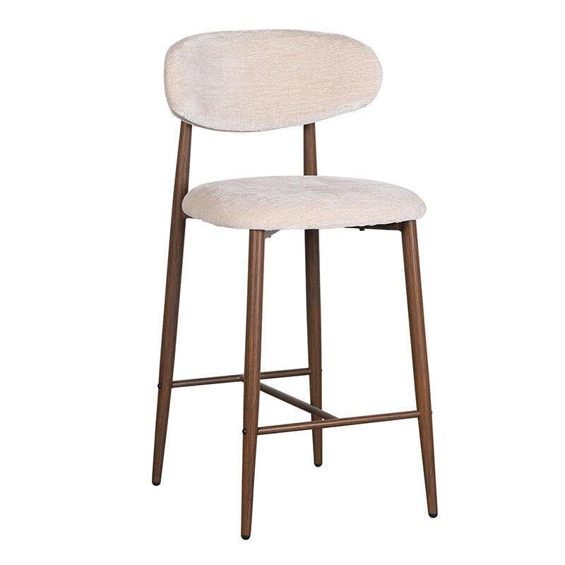 Hocker JAPANDI beige met een donkere houten basis